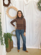 Lexie Seam Turtleneck-Brown-Long Sleeve Tops-hyfve-The Silo Boutique, Women's Fashion Boutique Located in Warren and Grand Forks North Dakota