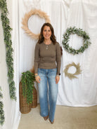 Mono B Elise Long Sleeve Top-Truffle-Long Sleeve Tops-mono b-The Silo Boutique, Women's Fashion Boutique Located in Warren and Grand Forks North Dakota