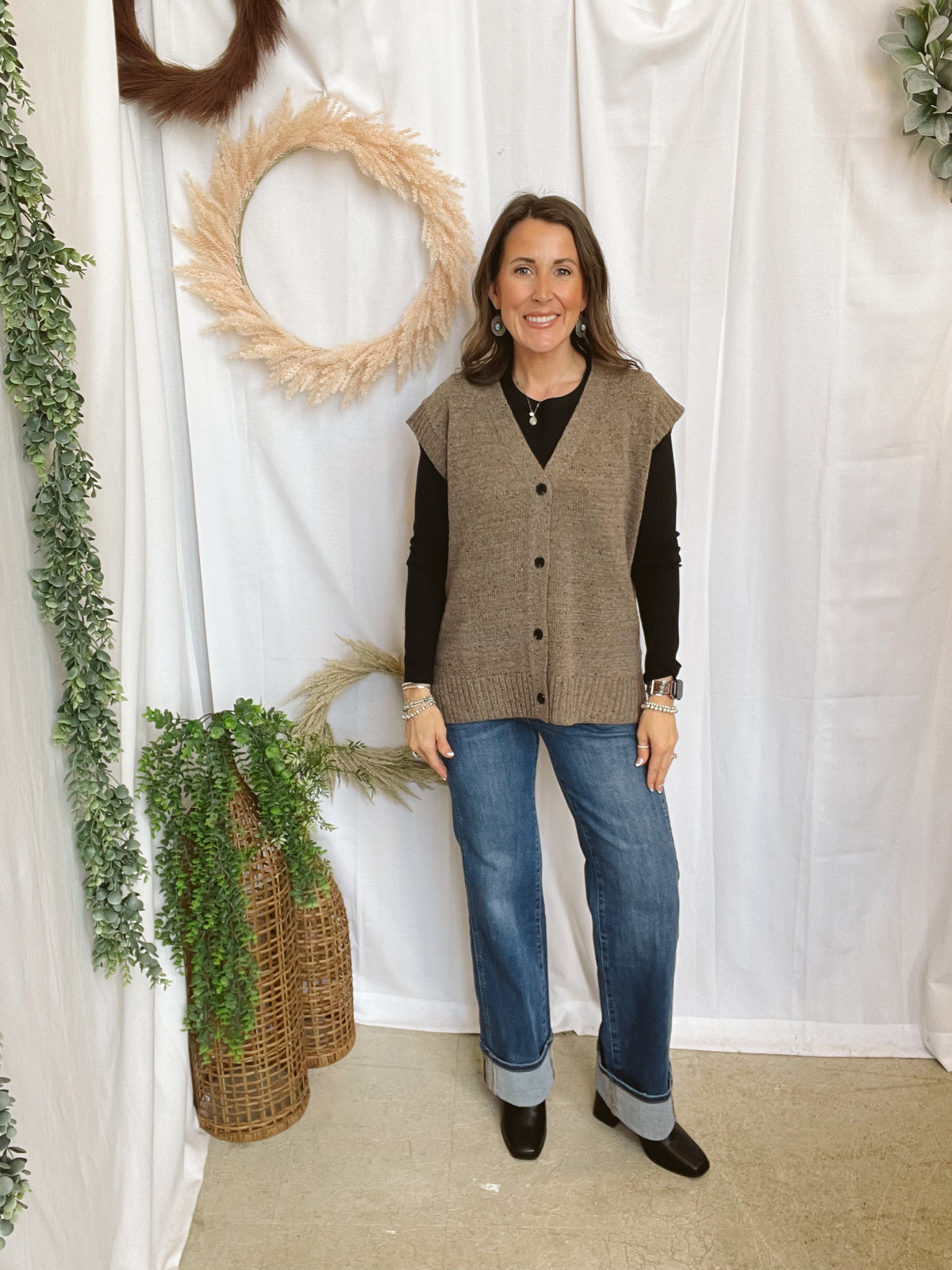 Whitley Button Up Sweater Vest-Mocha-Vests-hyfve-The Silo Boutique, Women's Fashion Boutique Located in Warren and Grand Forks North Dakota