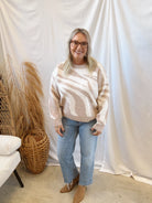 Beige Zebra Sweater-Sweaters-Lumiere-The Silo Boutique, Women's Fashion Boutique Located in Warren and Grand Forks North Dakota