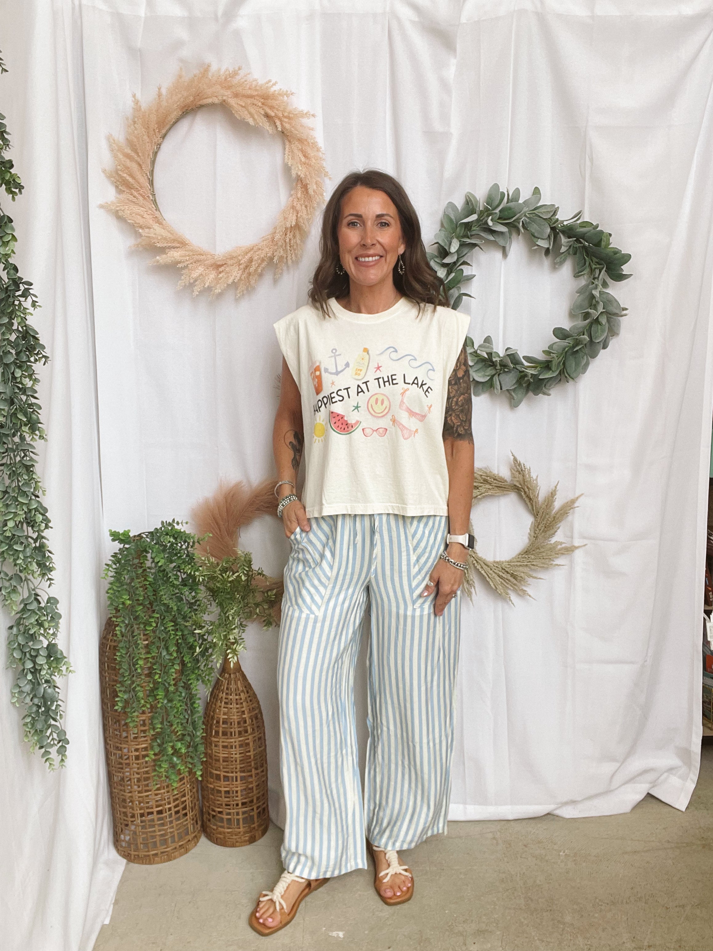 Happiest At the Lake Tank-Graphic Tees-poppy-The Silo Boutique, Women's Fashion Boutique Located in Warren and Grand Forks North Dakota