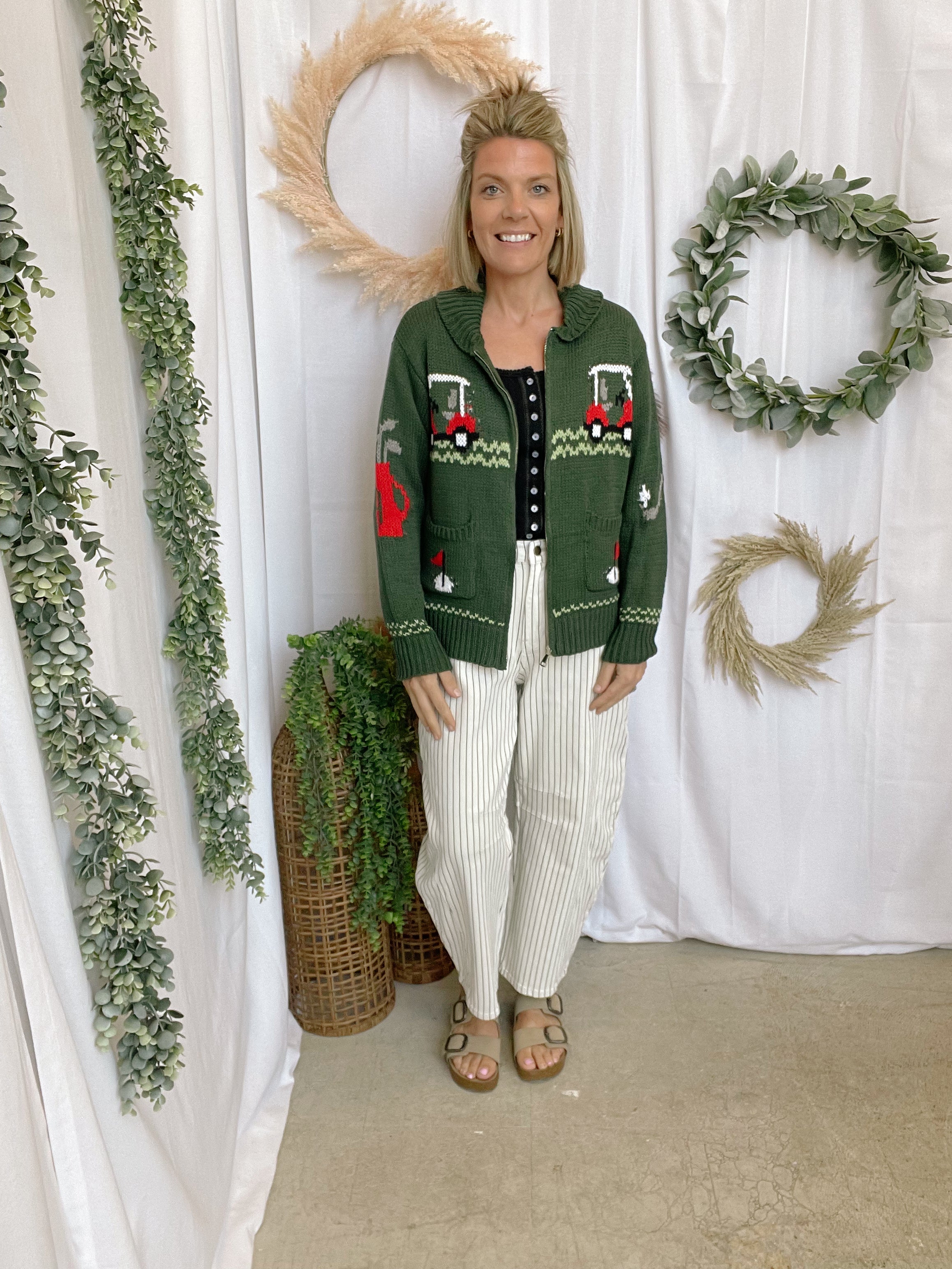 Bailey Rose Golfing Cardigan Sweater-Cardigans-bailey rose-The Silo Boutique, Women's Fashion Boutique Located in Warren and Grand Forks North Dakota