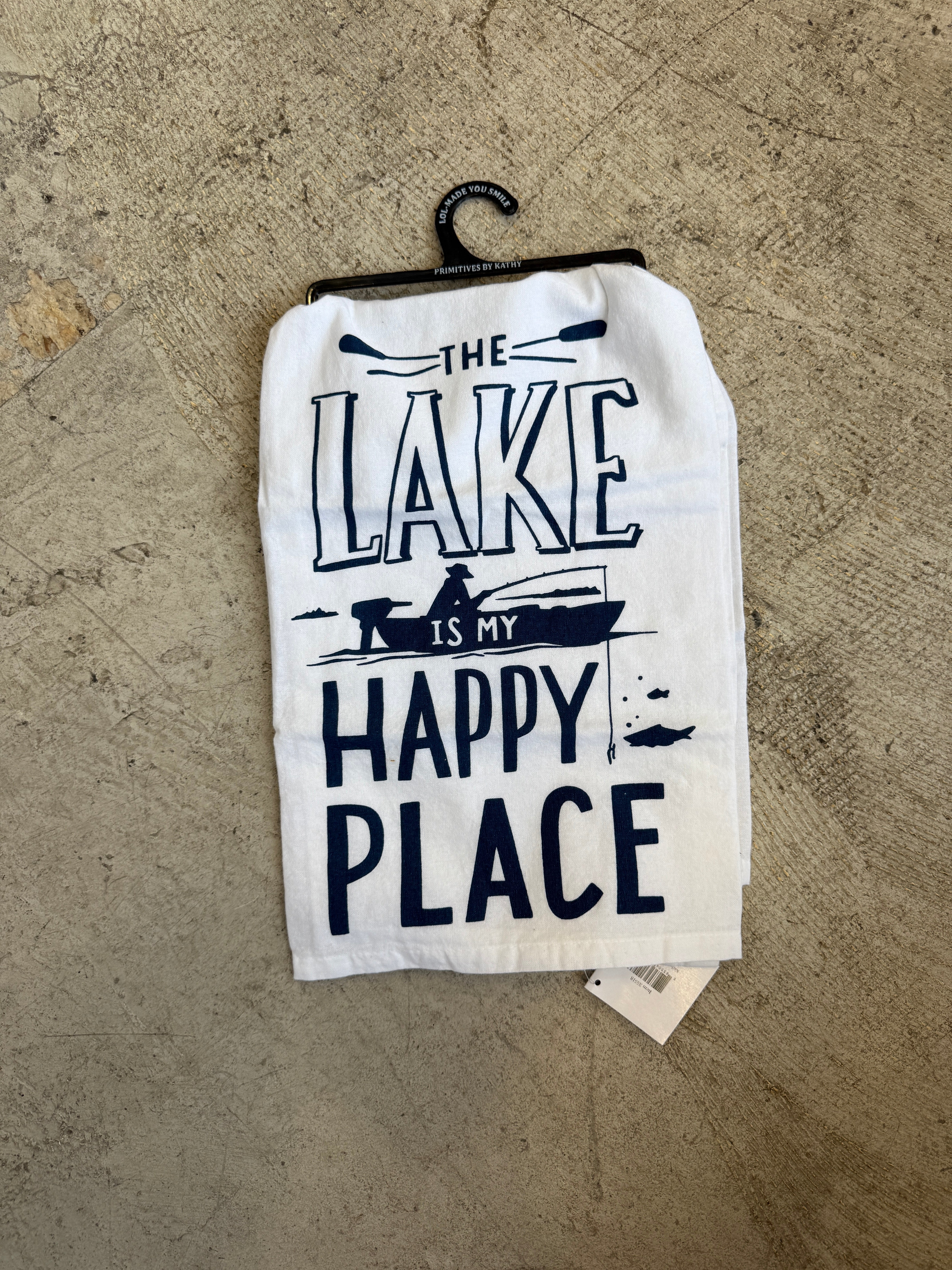 The Lake is My Happy Place Tea Towel-Tea Towels-primitives-The Silo Boutique, Women's Fashion Boutique Located in Warren and Grand Forks North Dakota