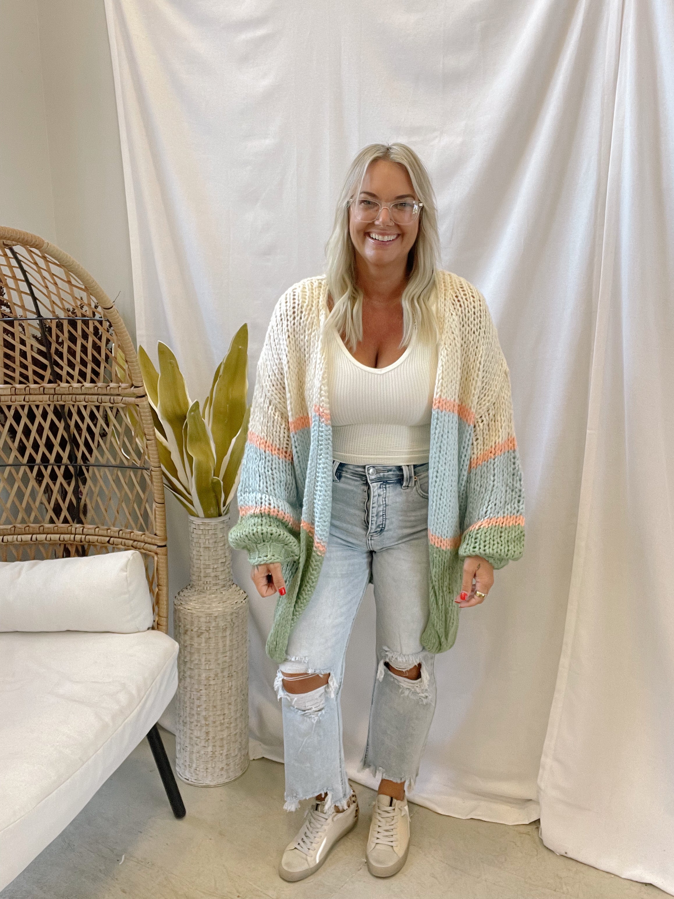 Feeling Free Blue Combo Cardigan-Cardigans-wishlist-The Silo Boutique, Women's Fashion Boutique Located in Warren and Grand Forks North Dakota