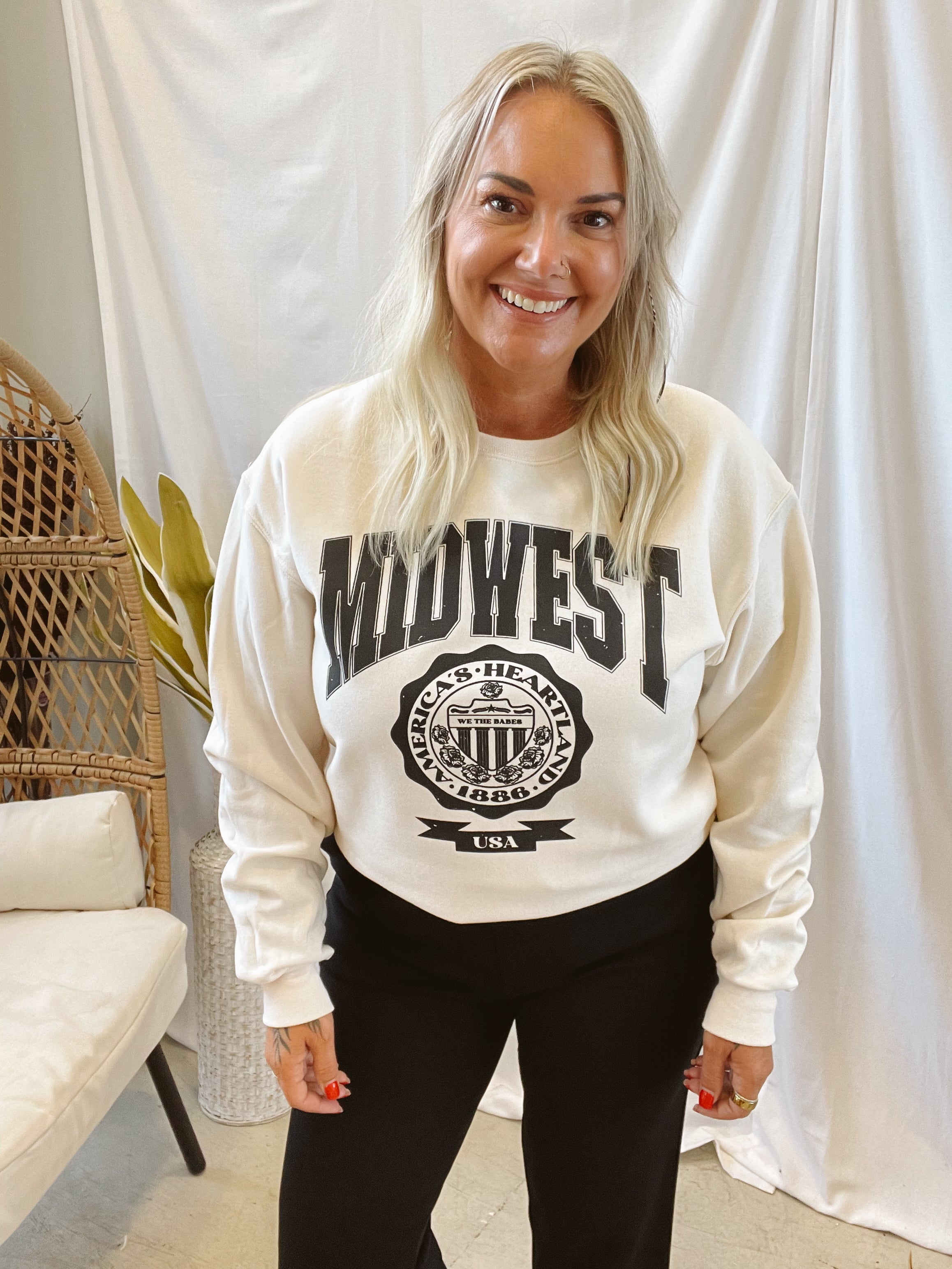 Midwest Tan Sweatshirt-Final Sale-Sweatshirts-we the babes-The Silo Boutique, Women's Fashion Boutique Located in Warren and Grand Forks North Dakota