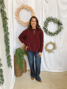 Becky Soft Ribbed Sweater-Burgundy-Sweaters-cozy co-The Silo Boutique, Women's Fashion Boutique Located in Warren and Grand Forks North Dakota