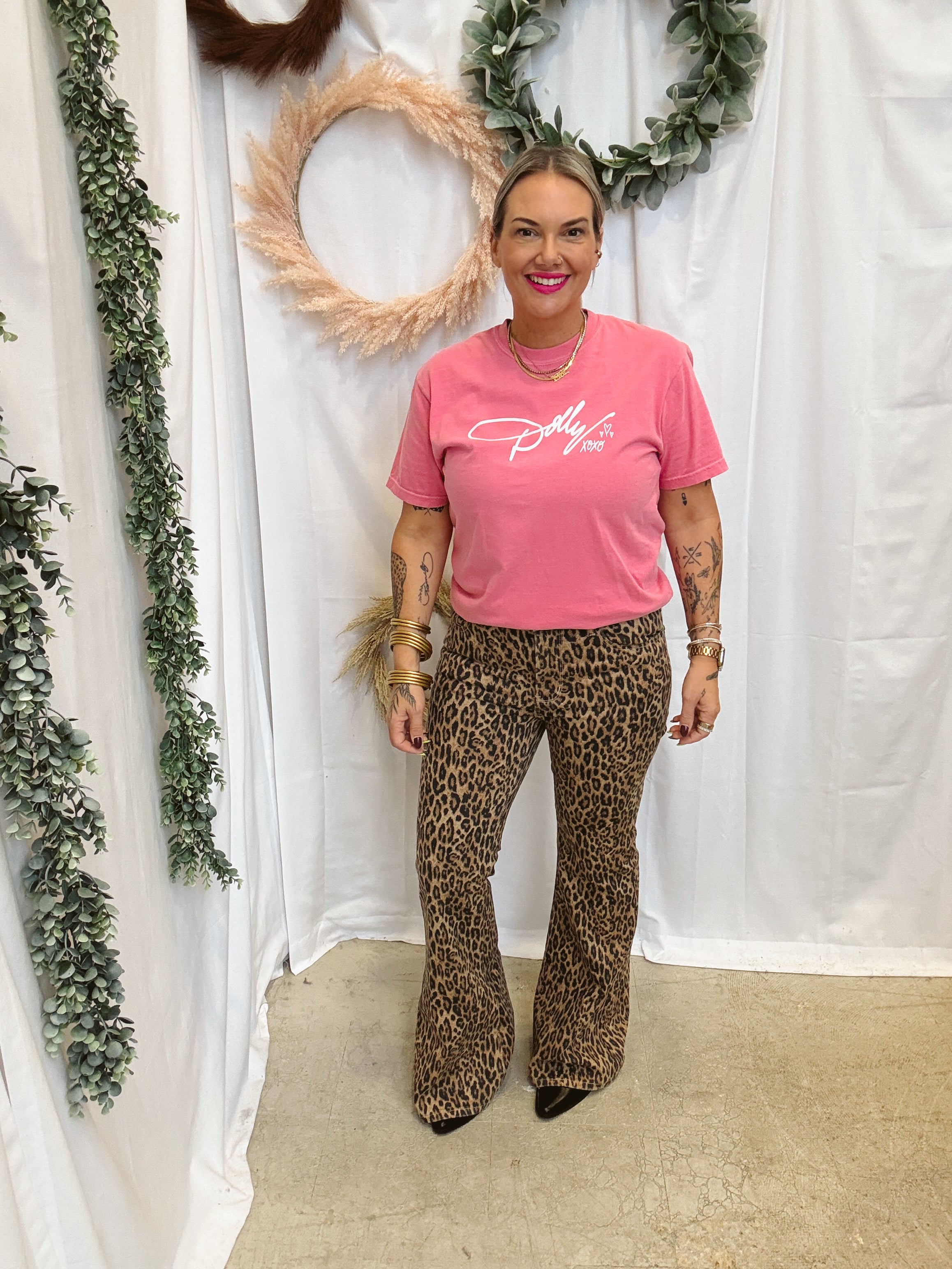 Judy Blue Leopard Flare Jeans-Jeans-judy blue-The Silo Boutique, Women's Fashion Boutique Located in Warren and Grand Forks North Dakota