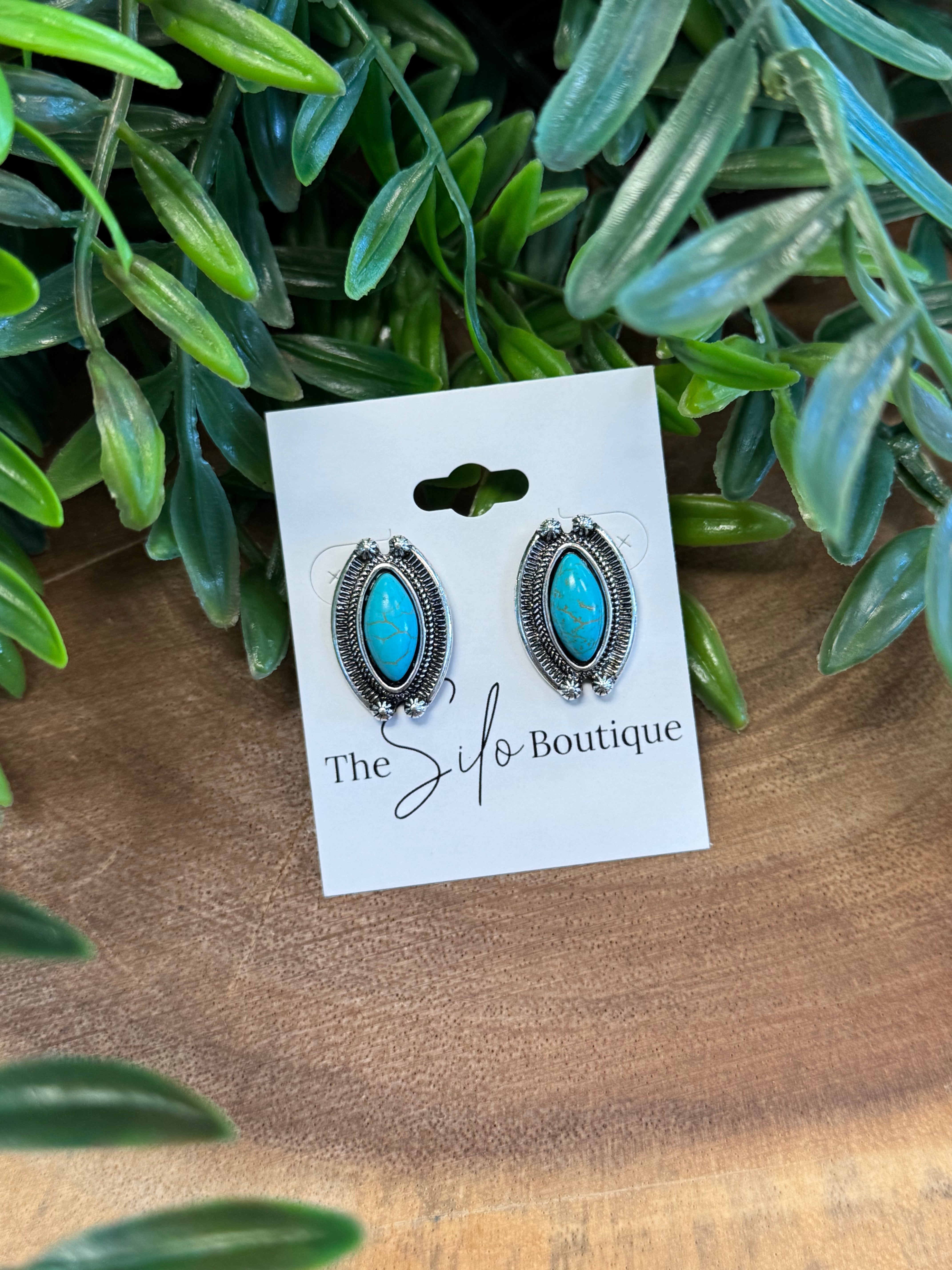 Burst Turquoise Earrings-Earrings-Dallas Market-The Silo Boutique, Women's Fashion Boutique Located in Warren and Grand Forks North Dakota