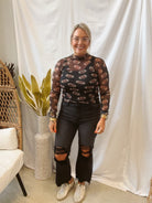 Black Sheer Leopard Football Top-Long Sleeve Tops-genesis-The Silo Boutique, Women's Fashion Boutique Located in Warren and Grand Forks North Dakota