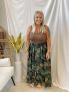 Teal Floral Button Maxi Skirt-Skirts-promesa-The Silo Boutique, Women's Fashion Boutique Located in Warren and Grand Forks North Dakota