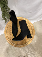 Black Knit Chelsey Boot-Boots-lazyshoe-The Silo Boutique, Women's Fashion Boutique Located in Warren and Grand Forks North Dakota