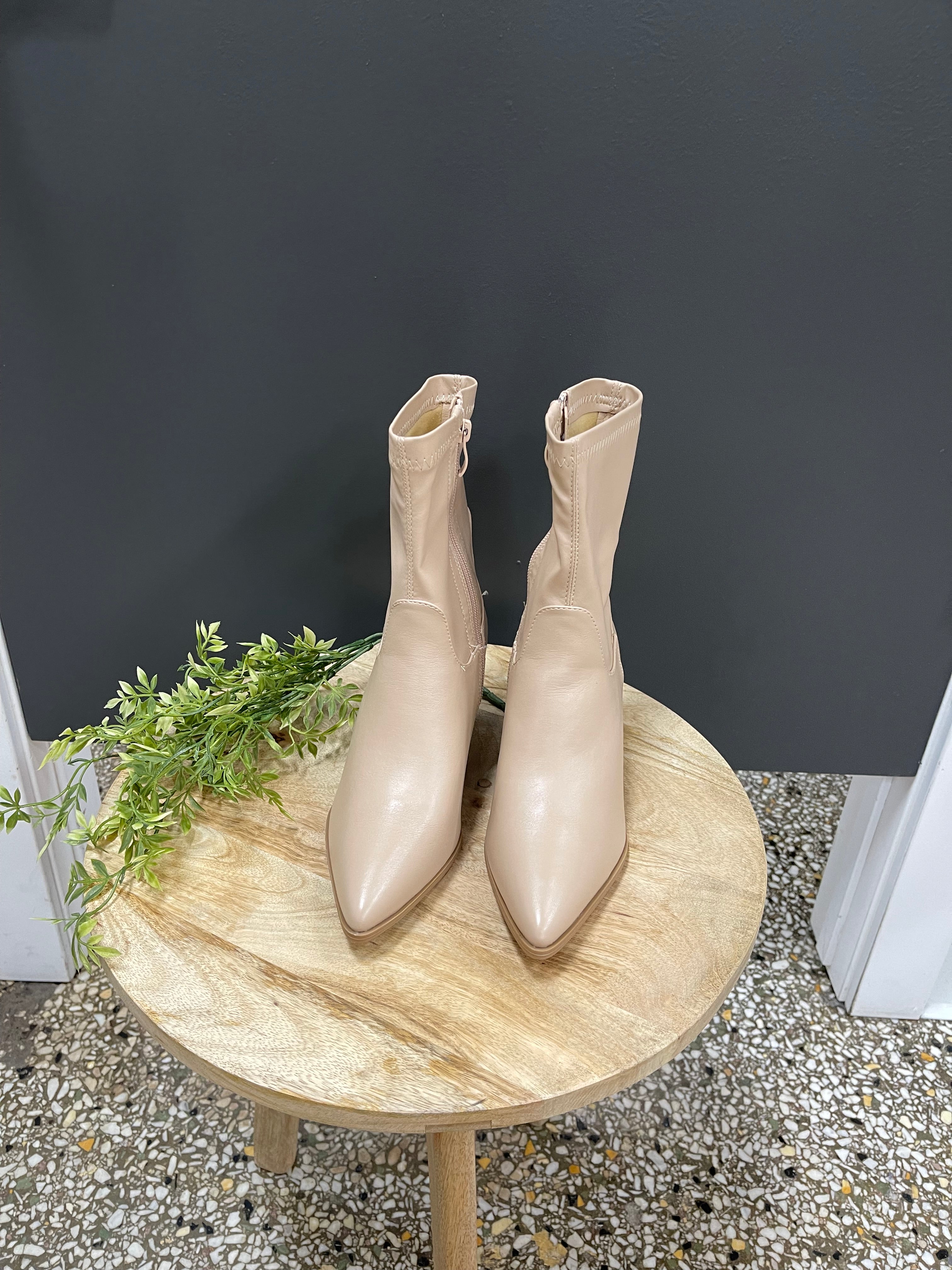 Hutton Kitten Heel Boot-Nude-Boots-Forever Link-The Silo Boutique, Women's Fashion Boutique Located in Warren and Grand Forks North Dakota
