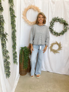 Jesse Striped Cardigan-Dusty Blue-Cardigans-joa-The Silo Boutique, Women's Fashion Boutique Located in Warren and Grand Forks North Dakota
