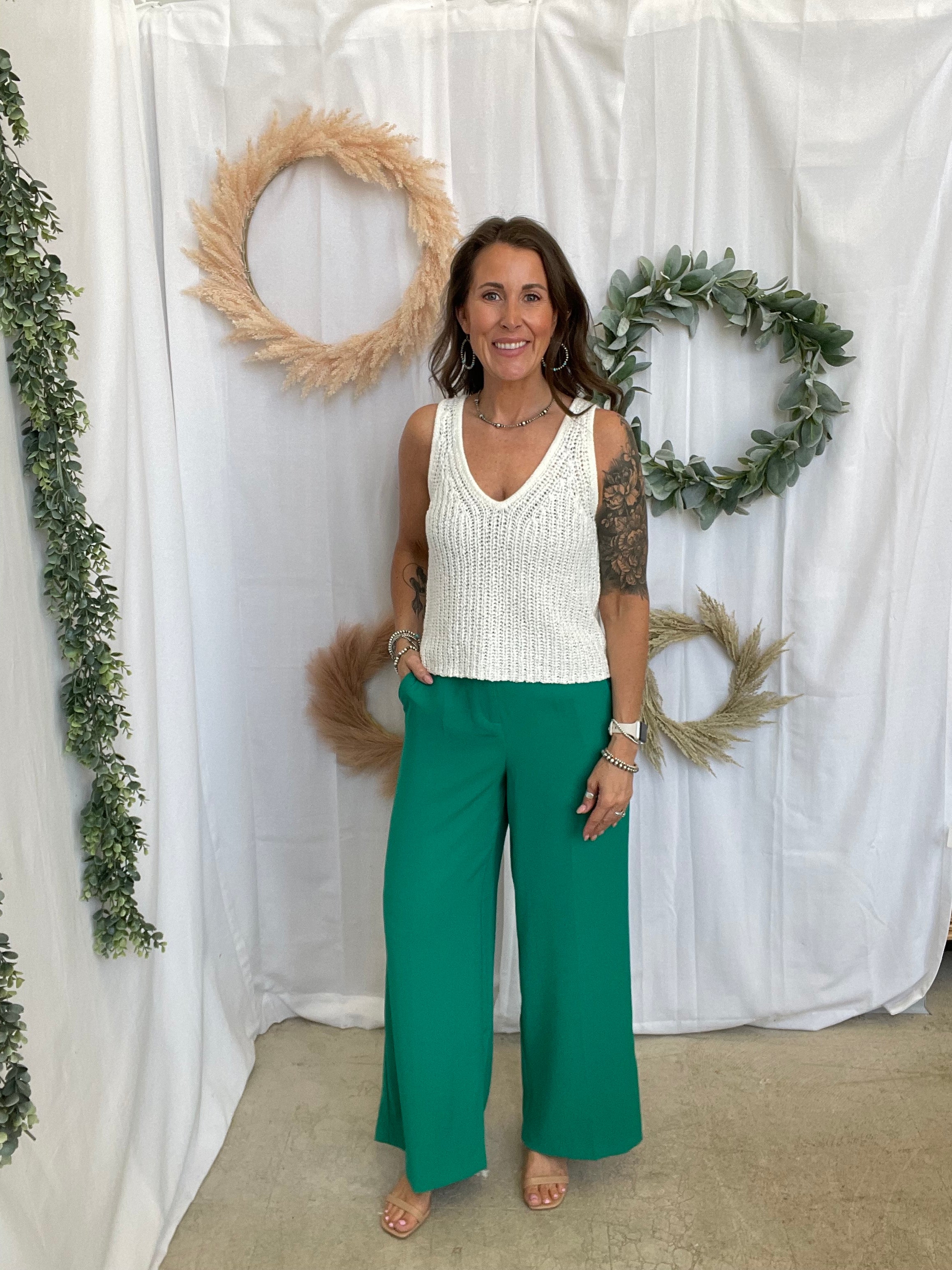 Skies Trouser Pants-Green-Pants-skies are blue-The Silo Boutique, Women's Fashion Boutique Located in Warren and Grand Forks North Dakota