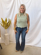 Lace Sheer Tank Top-Sage-Final Sale-Tank Tops-Umgee-The Silo Boutique, Women's Fashion Boutique Located in Warren and Grand Forks North Dakota