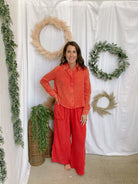 Davi Garment Washed Set-Red-Outfit Sets-davi-The Silo Boutique, Women's Fashion Boutique Located in Warren and Grand Forks North Dakota