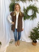 Luxe Fur Vest-Brown-Vests-davi-The Silo Boutique, Women's Fashion Boutique Located in Warren and Grand Forks North Dakota