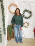Whitney Crew Sweatshirt-Hunter-Sweatshirts-wishlist-The Silo Boutique, Women's Fashion Boutique Located in Warren and Grand Forks North Dakota
