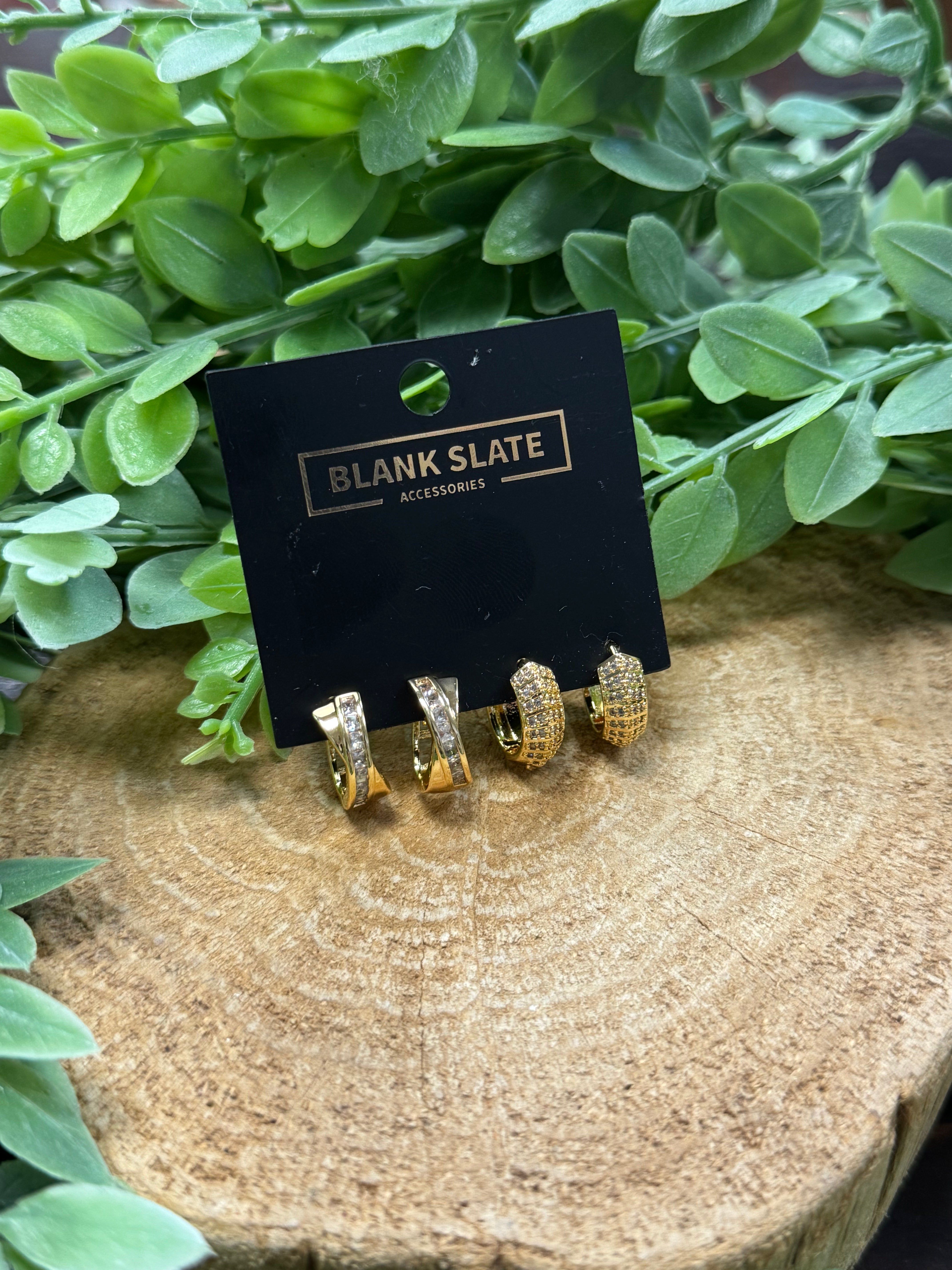 Dipped Pave Earring Set-Earrings-Fame-The Silo Boutique, Women's Fashion Boutique Located in Warren and Grand Forks North Dakota