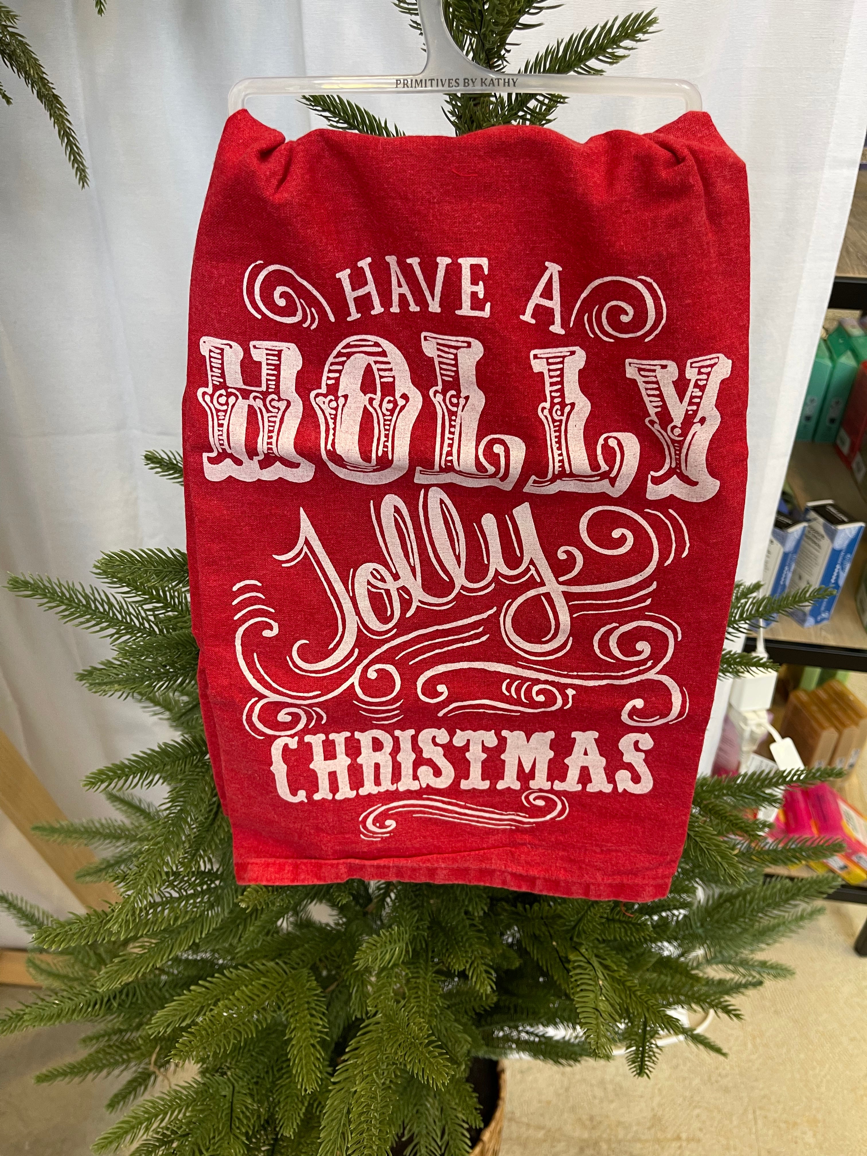 Holly Jolly Christmas Towel-Tea Towels-primitives-The Silo Boutique, Women's Fashion Boutique Located in Warren and Grand Forks North Dakota
