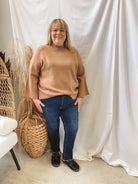 Evelyn Mock Neck Sweater-Taupe-Sweaters-entro-The Silo Boutique, Women's Fashion Boutique Located in Warren and Grand Forks North Dakota