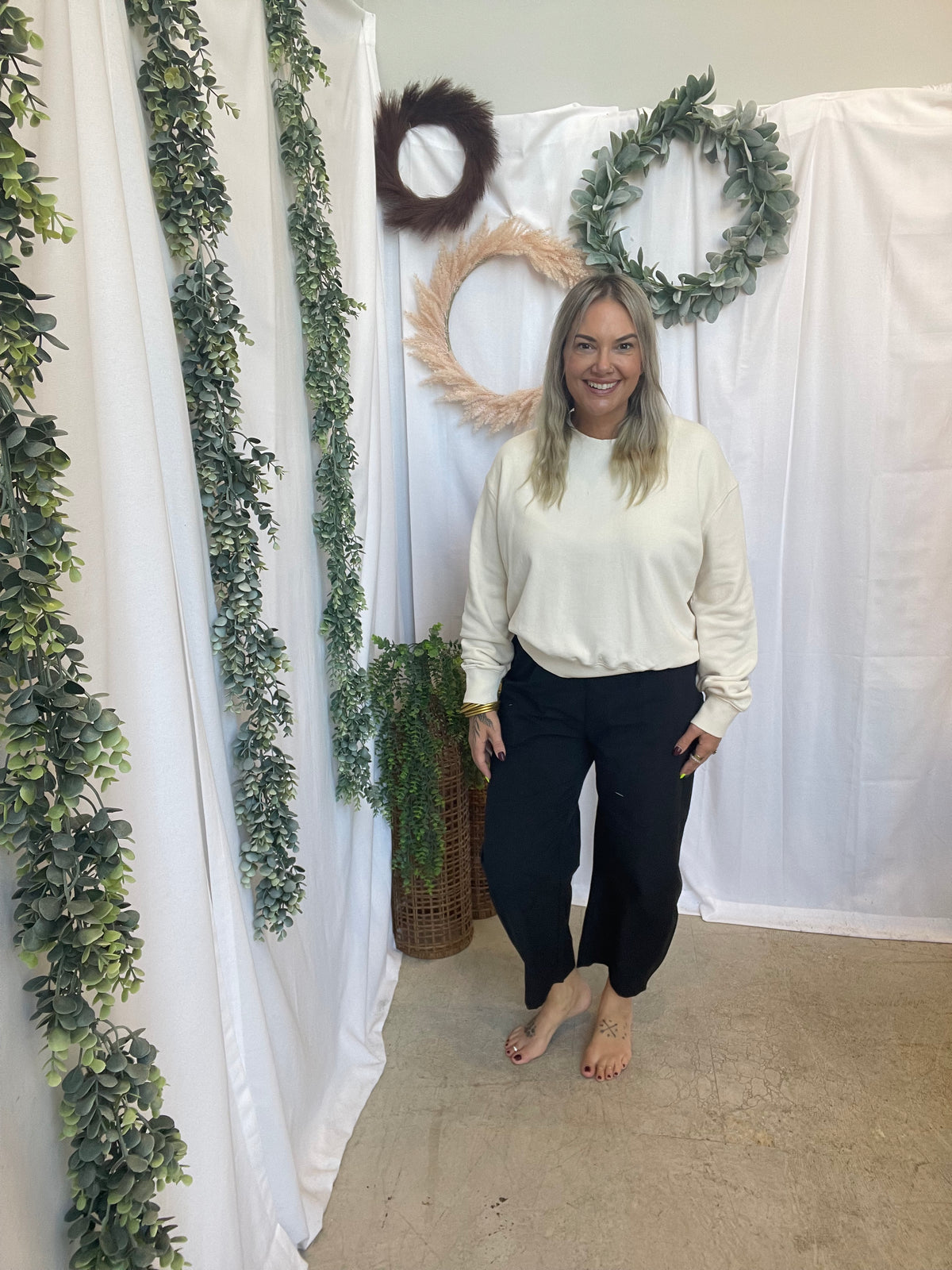 Lillian Crew Sweatshirt-Cream-Sweatshirts-hyfve-The Silo Boutique, Women's Fashion Boutique Located in Warren and Grand Forks North Dakota