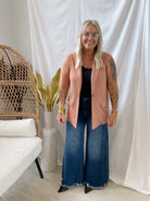 Rust Stretchy Knit Vest-Final Sale-Vests-Doe and Rae-The Silo Boutique, Women's Fashion Boutique Located in Warren and Grand Forks North Dakota