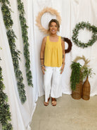 Mustard Smocked Tank Top-Tank Tops-staccato-The Silo Boutique, Women's Fashion Boutique Located in Warren and Grand Forks North Dakota
