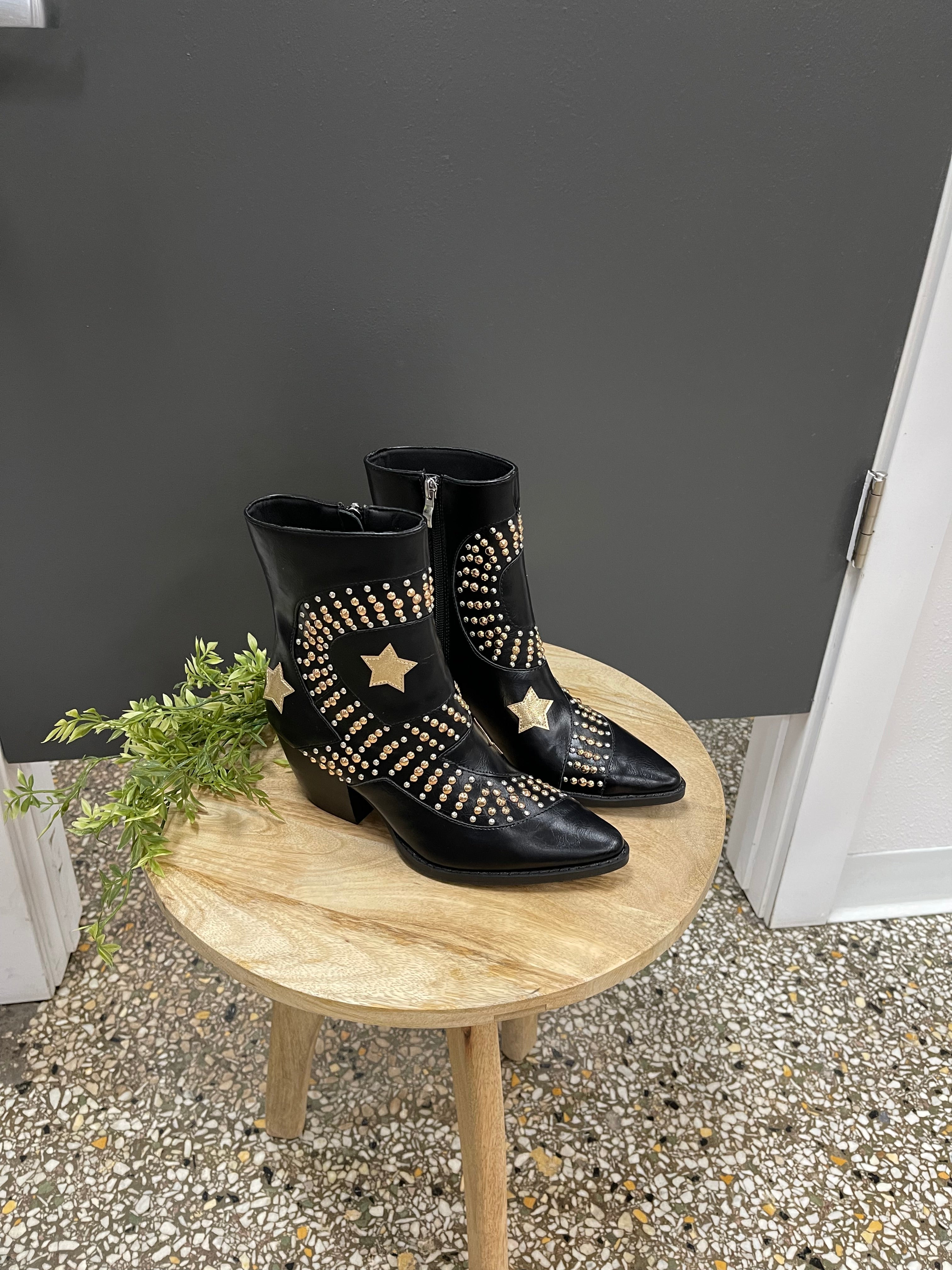 Beast Black Arisa Star Boots-Mules-Beast-The Silo Boutique, Women's Fashion Boutique Located in Warren and Grand Forks North Dakota