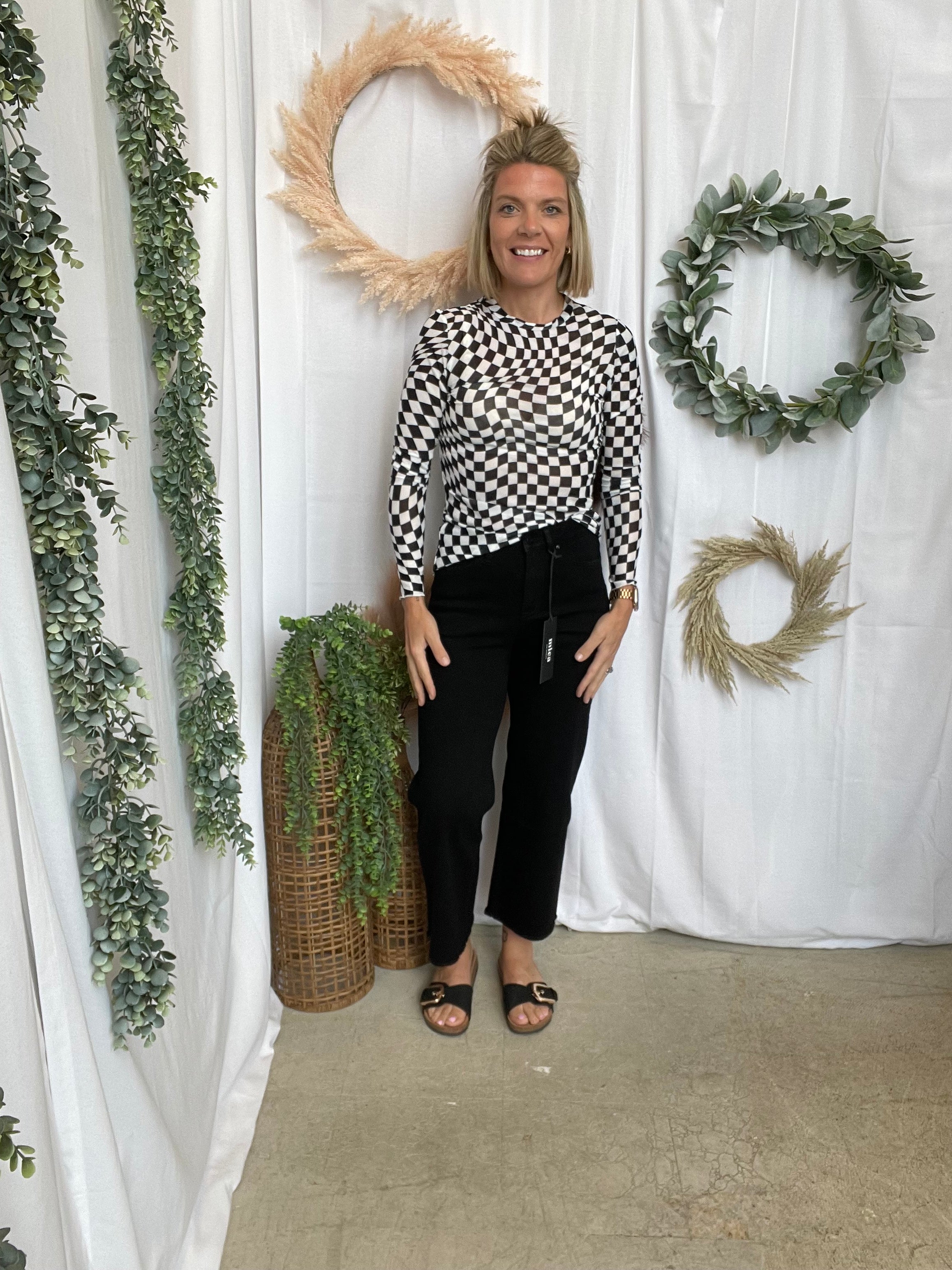 Mica Black Beauty Wide Leg Jeans-Jeans-mica-The Silo Boutique, Women's Fashion Boutique Located in Warren and Grand Forks North Dakota
