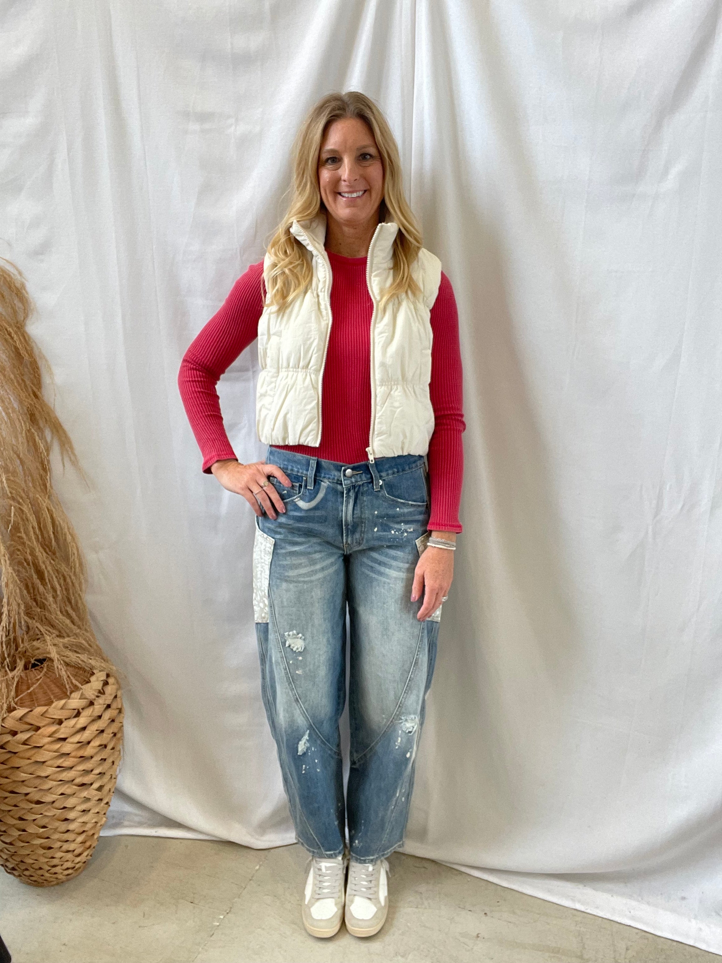 Zip Up Crop Vest-Ivory-Vests-blu pepper-The Silo Boutique, Women's Fashion Boutique Located in Warren and Grand Forks North Dakota