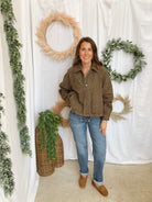 Herringbone Brown Print Jacket-Coats & Jackets-davi-The Silo Boutique, Women's Fashion Boutique Located in Warren and Grand Forks North Dakota