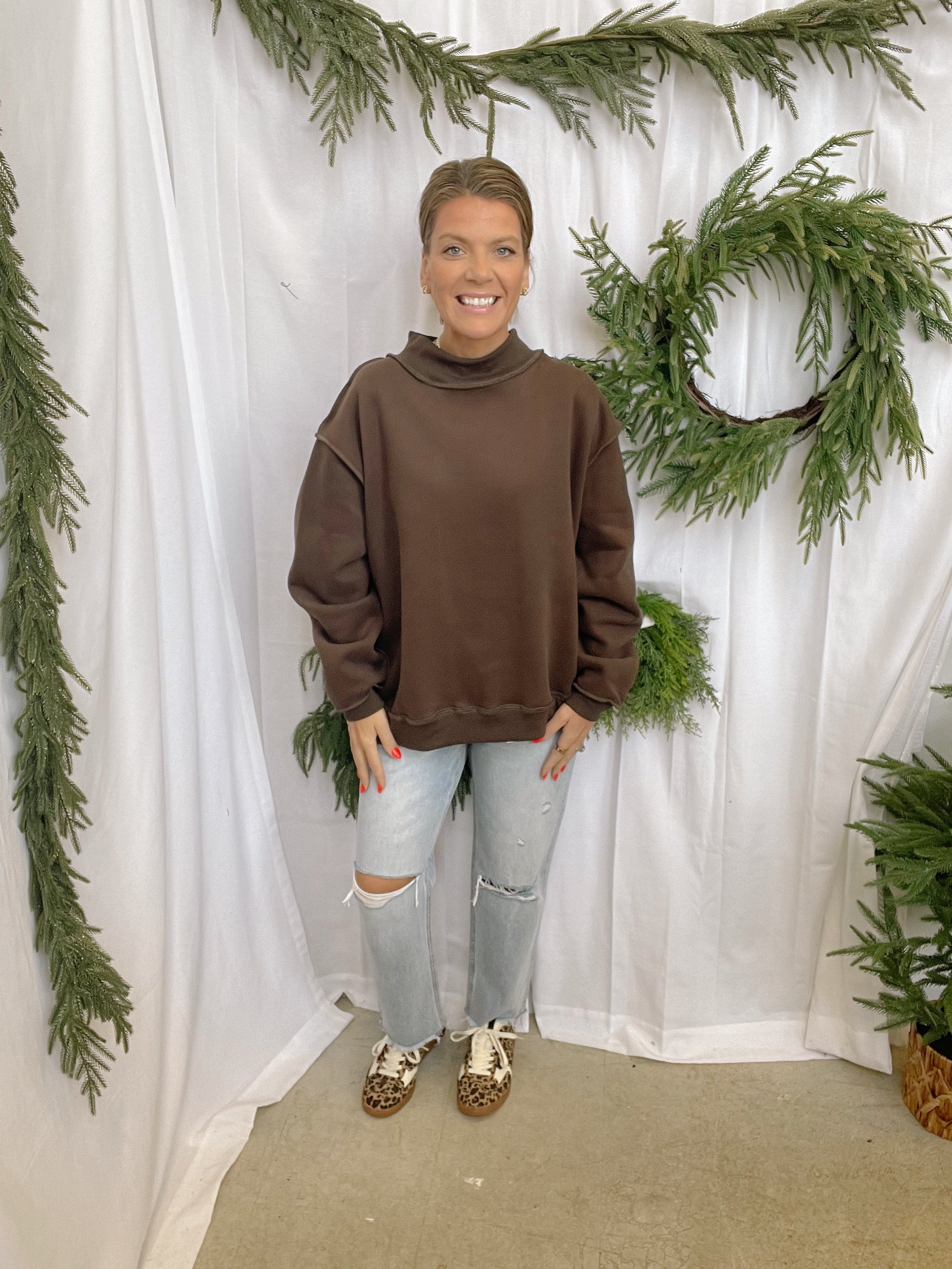 Brown Favorite Sweatshirt-Sweatshirts-bucketlist-The Silo Boutique, Women's Fashion Boutique Located in Warren and Grand Forks North Dakota