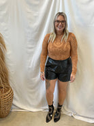 Leather Grommet Detail Shorts-Black-Shorts-entro-The Silo Boutique, Women's Fashion Boutique Located in Warren and Grand Forks North Dakota