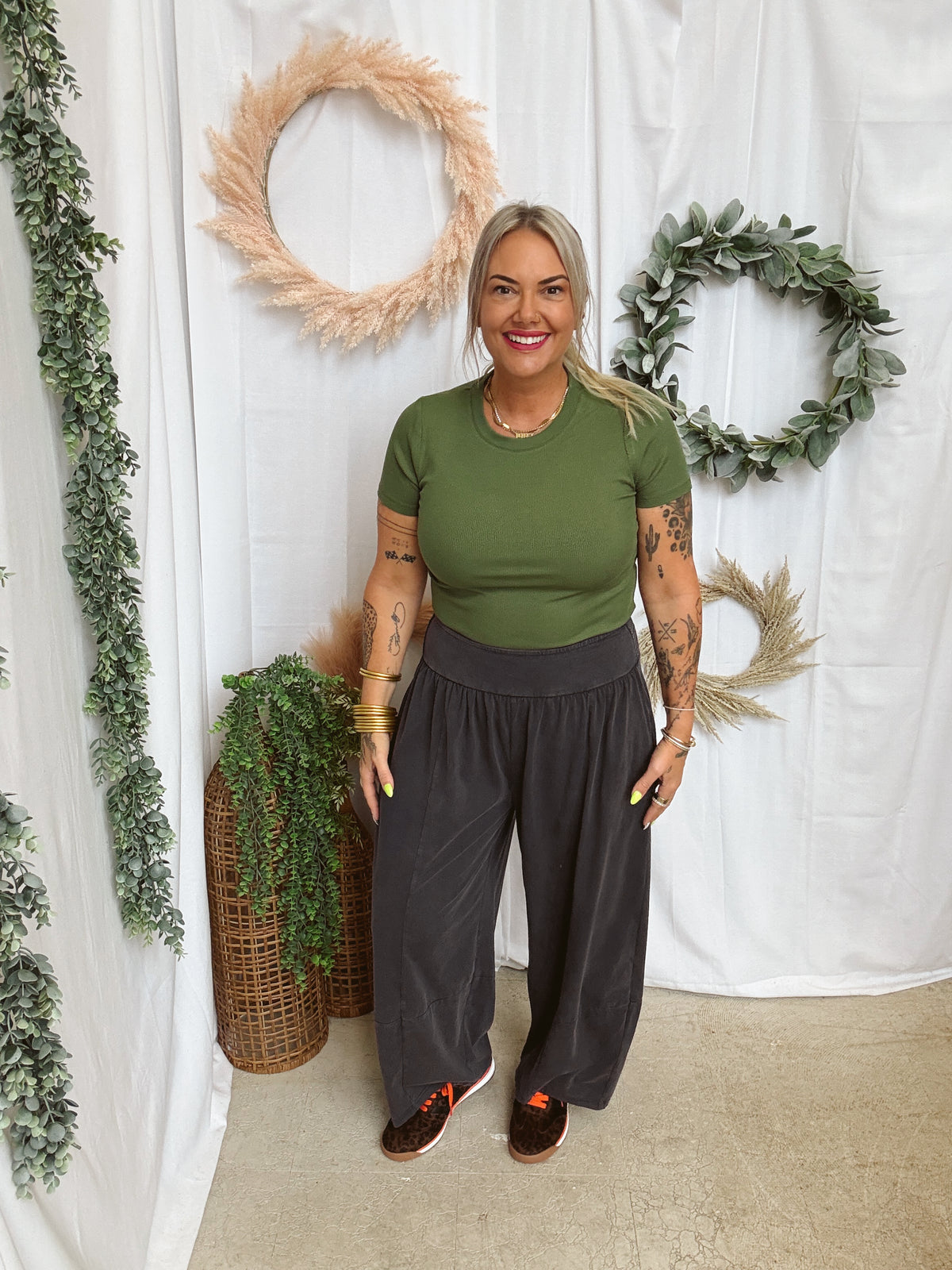 Easy Mineral Washed Pants-Ash Black-Pants-eesome-The Silo Boutique, Women's Fashion Boutique Located in Warren and Grand Forks North Dakota