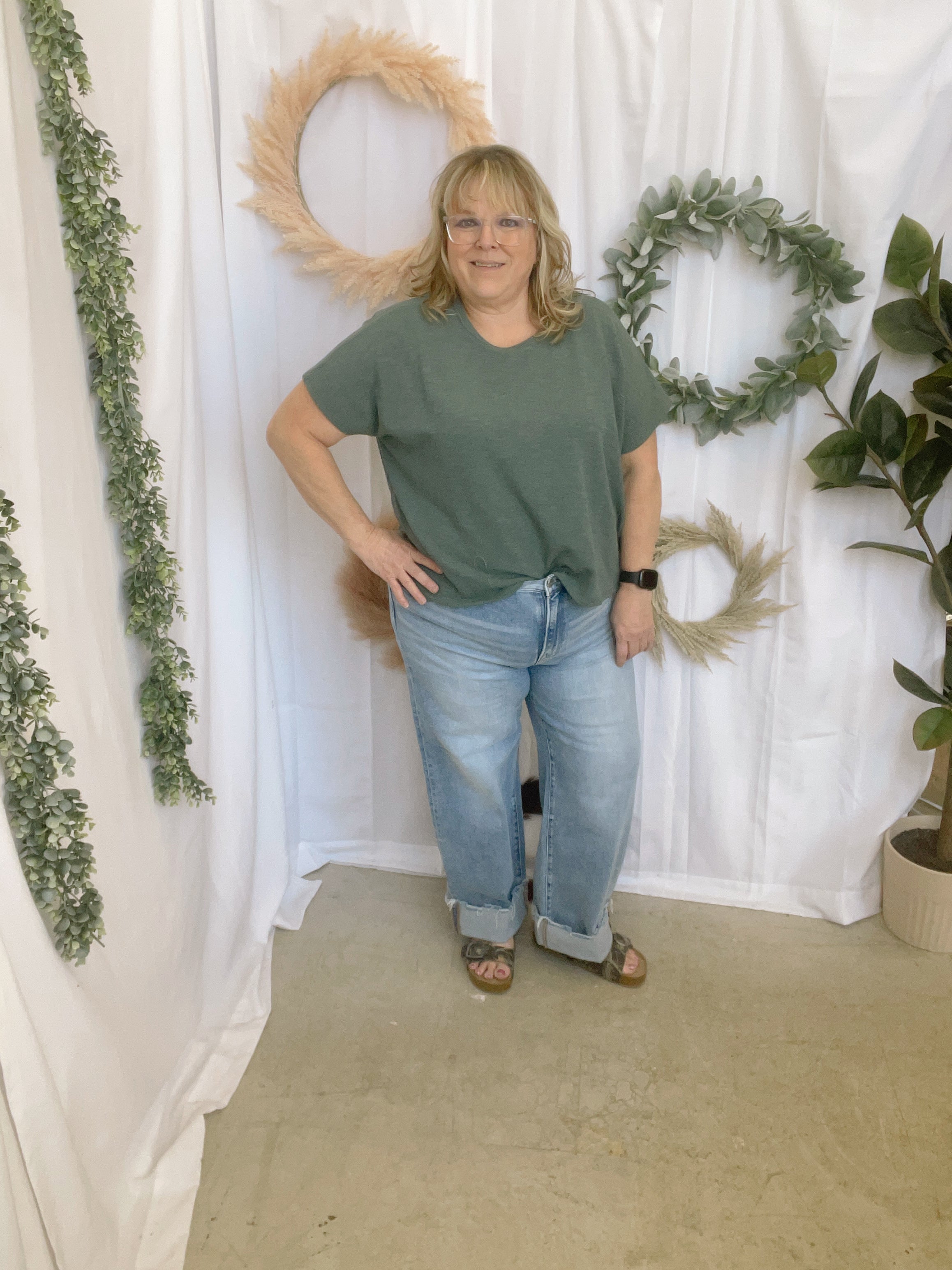 Julie Slub Oversized Tee-Short Sleeve Tops-Zenana-The Silo Boutique, Women's Fashion Boutique Located in Warren and Grand Forks North Dakota