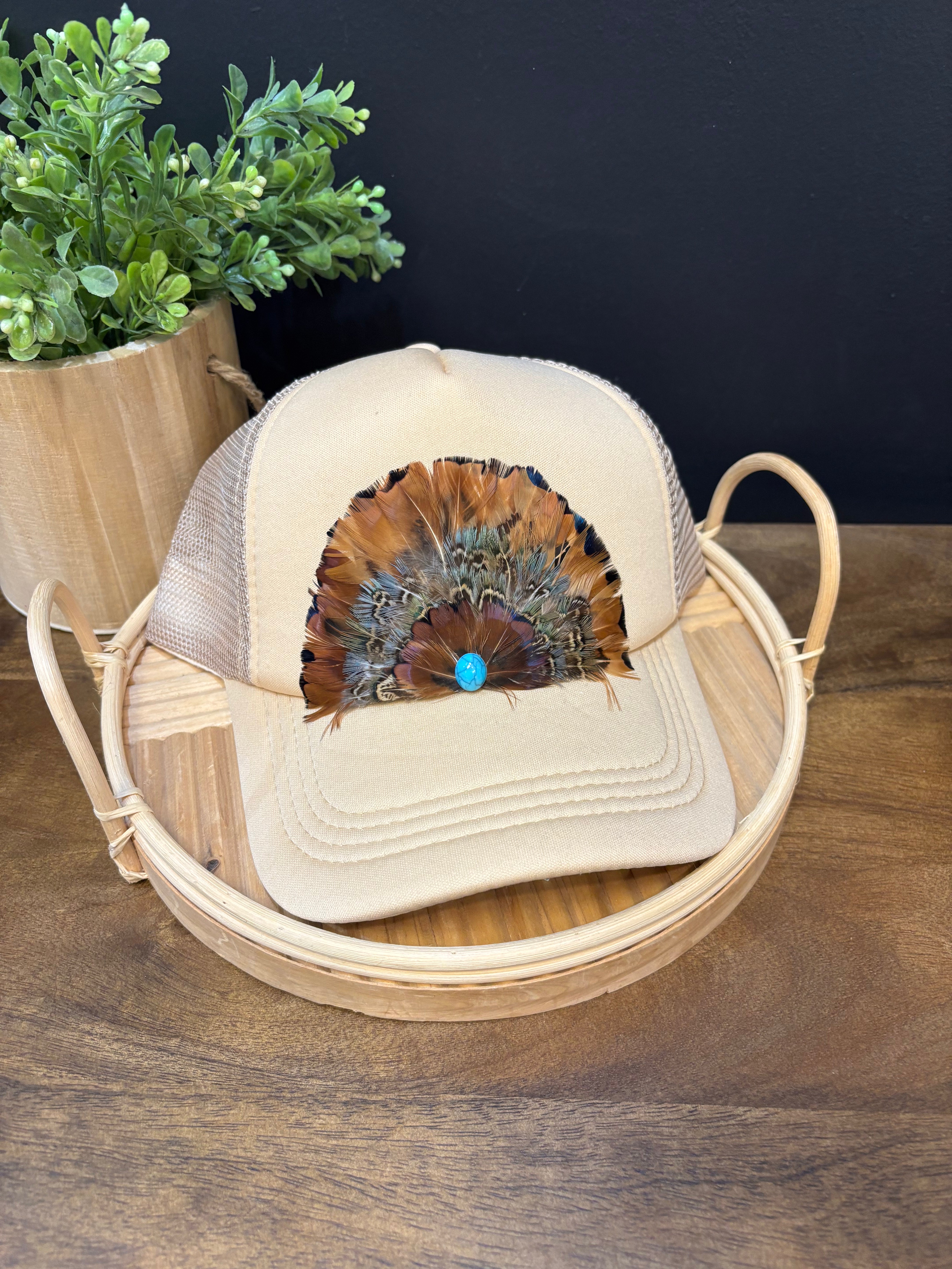 Turkey Feather Hat-Hats-queen gypsy-The Silo Boutique, Women's Fashion Boutique Located in Warren and Grand Forks North Dakota