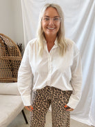 White Poplin Button Down Top-Long Sleeve Tops-hem and thread-The Silo Boutique, Women's Fashion Boutique Located in Warren and Grand Forks North Dakota