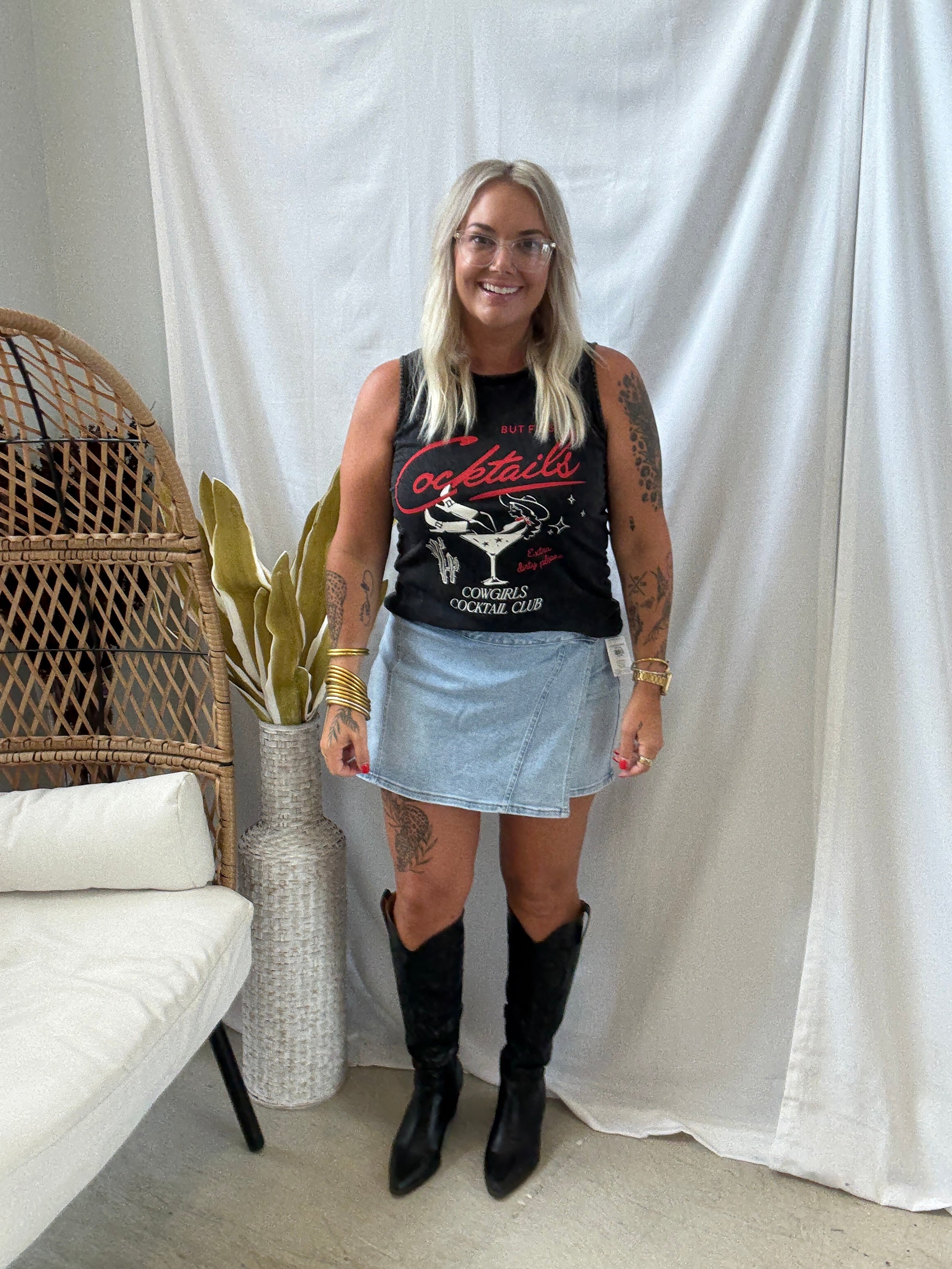 Risen Light Wash shirt-Final Sale-Skirts-risen-The Silo Boutique, Women's Fashion Boutique Located in Warren and Grand Forks North Dakota