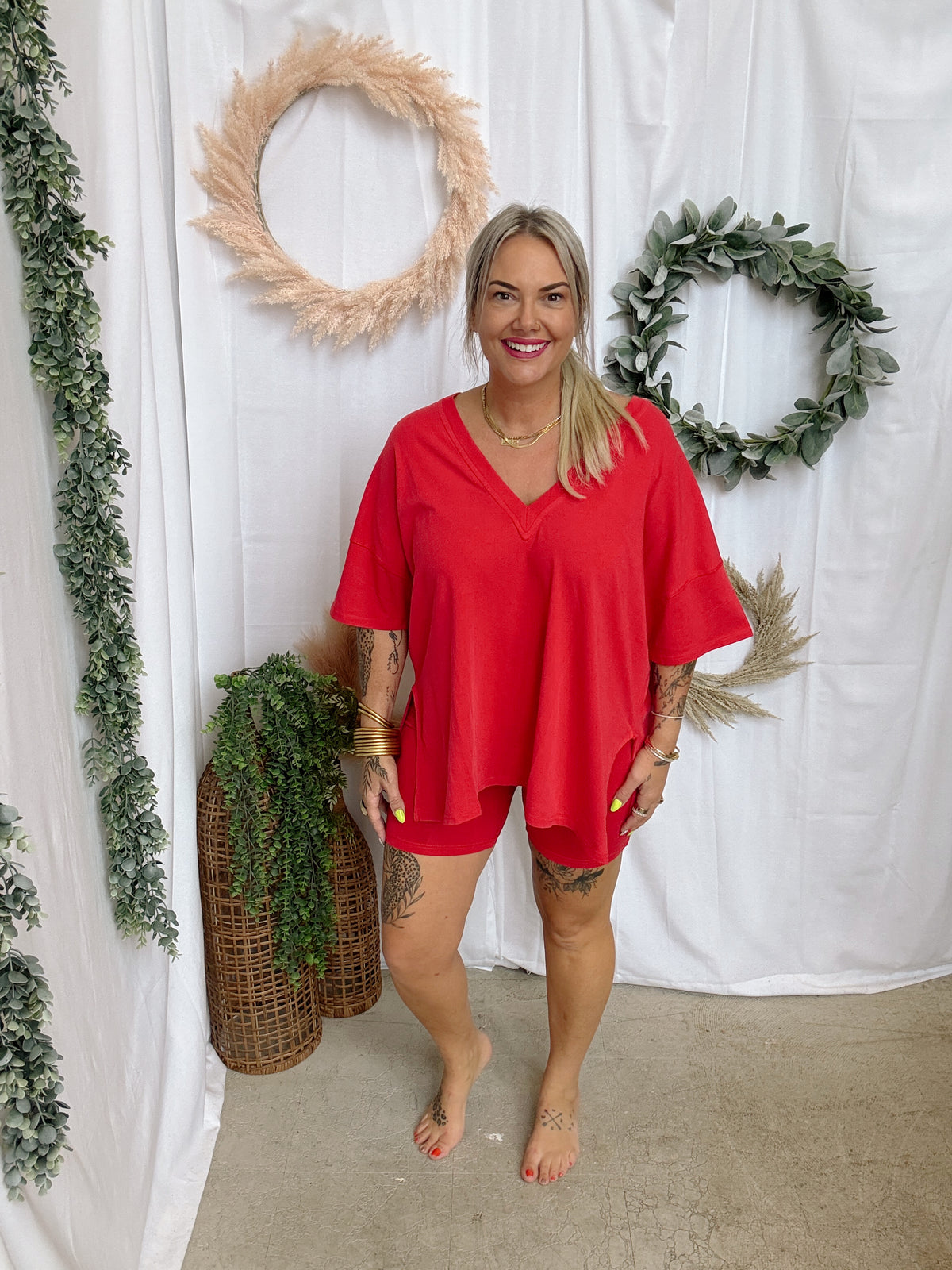 Mono B Switchback Pima Set-Cherry-Outfit Sets-mono b-The Silo Boutique, Women's Fashion Boutique Located in Warren and Grand Forks North Dakota