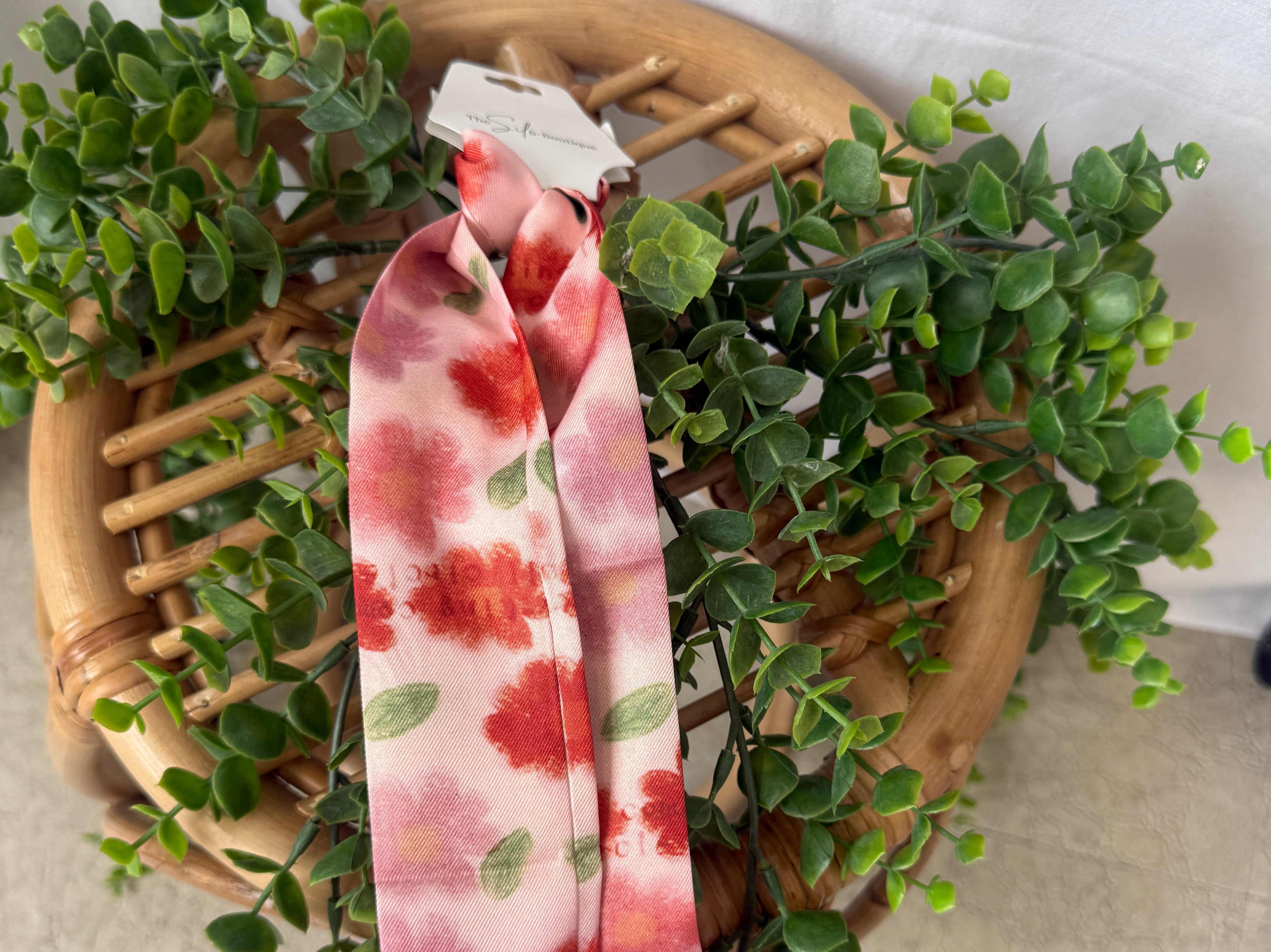 Joss Skinny Pink Floral Scarf-Scarf-joss-The Silo Boutique, Women's Fashion Boutique Located in Warren and Grand Forks North Dakota