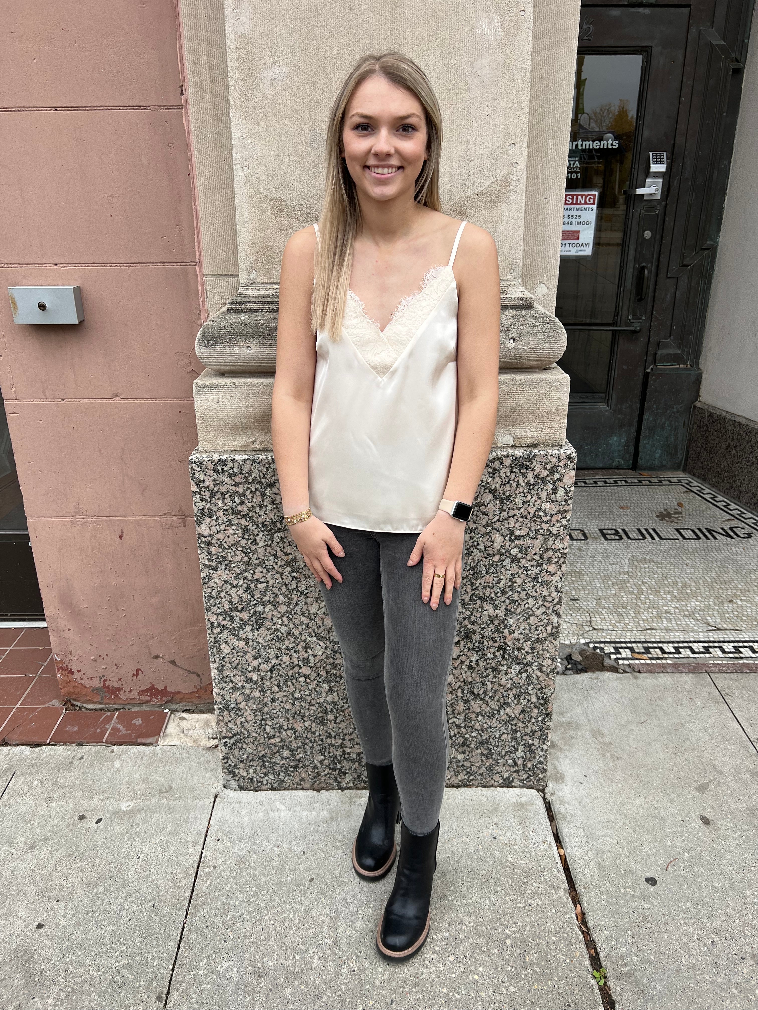 Cream No Blues Lace Cami-Final Sale-Camis-skies are blue-The Silo Boutique, Women's Fashion Boutique Located in Warren and Grand Forks North Dakota