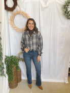 Bobbi Plaid Flannel-Blue-Long Sleeve Tops-The Silo Boutique-The Silo Boutique, Women's Fashion Boutique Located in Warren and Grand Forks North Dakota