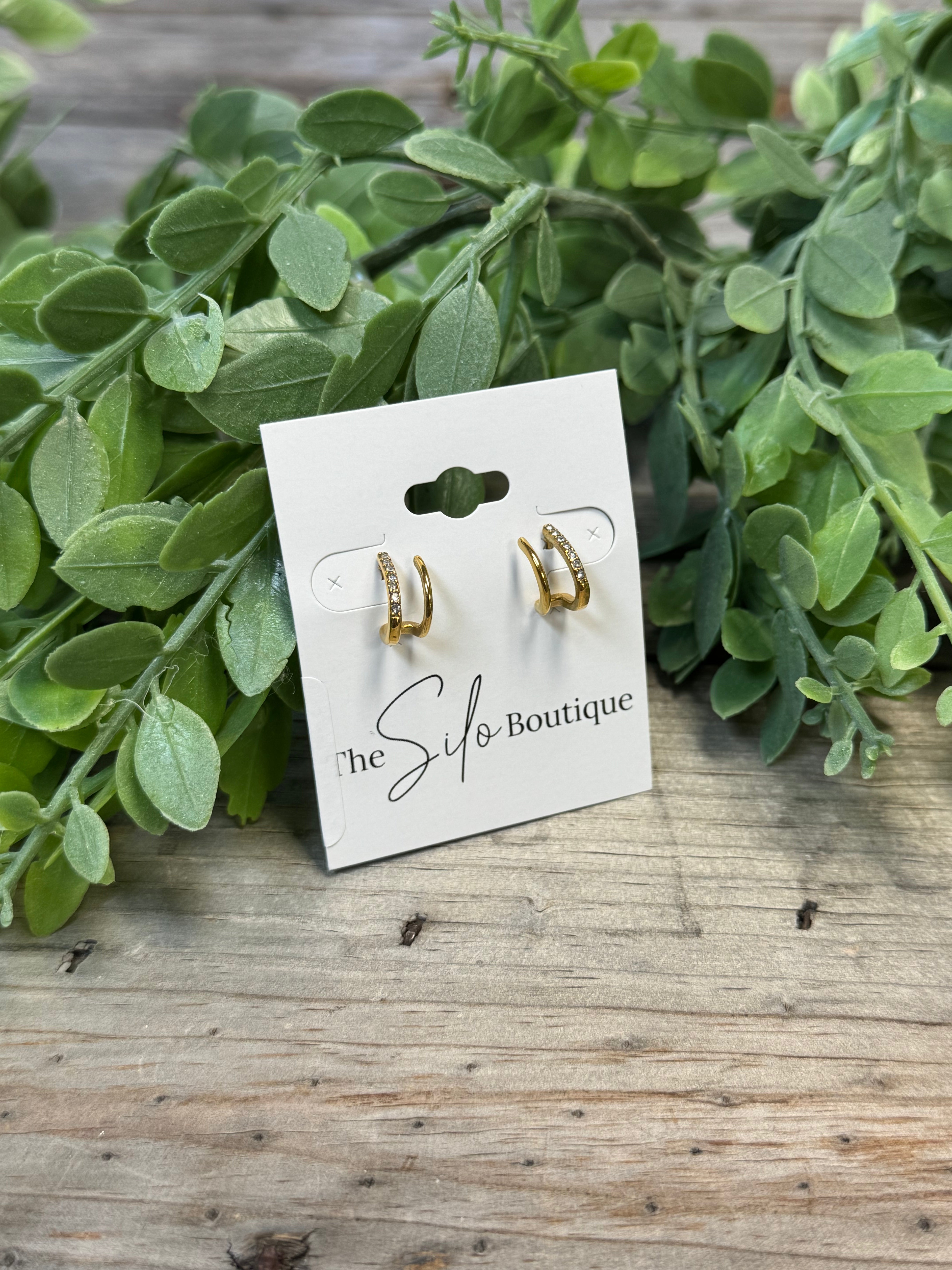 M & S Double Huggie Earrings-Earrings-mila and stevie-The Silo Boutique, Women's Fashion Boutique Located in Warren and Grand Forks North Dakota