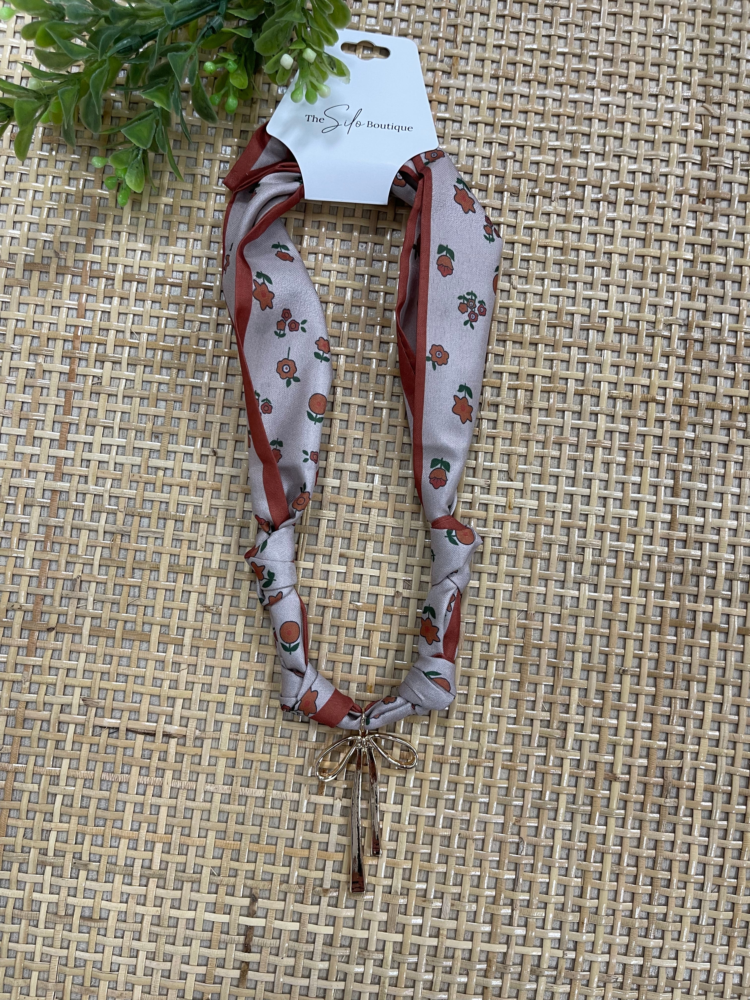 Scarf Necklace-Mini Flower + Bow-Necklaces-joss-The Silo Boutique, Women's Fashion Boutique Located in Warren and Grand Forks North Dakota