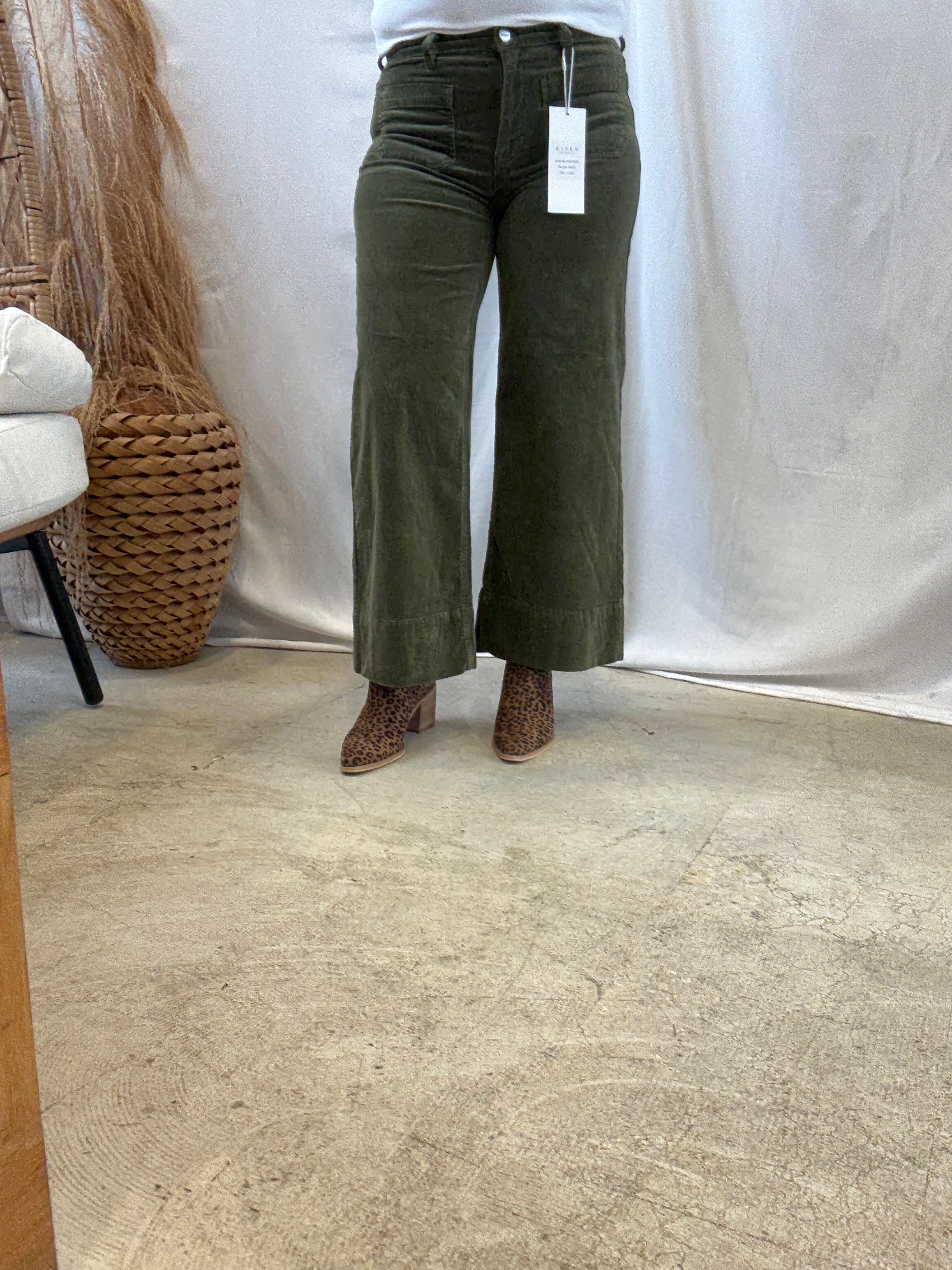 Risen Corduroy Olive Jeans-Final Sale-Jeans-risen-The Silo Boutique, Women's Fashion Boutique Located in Warren and Grand Forks North Dakota