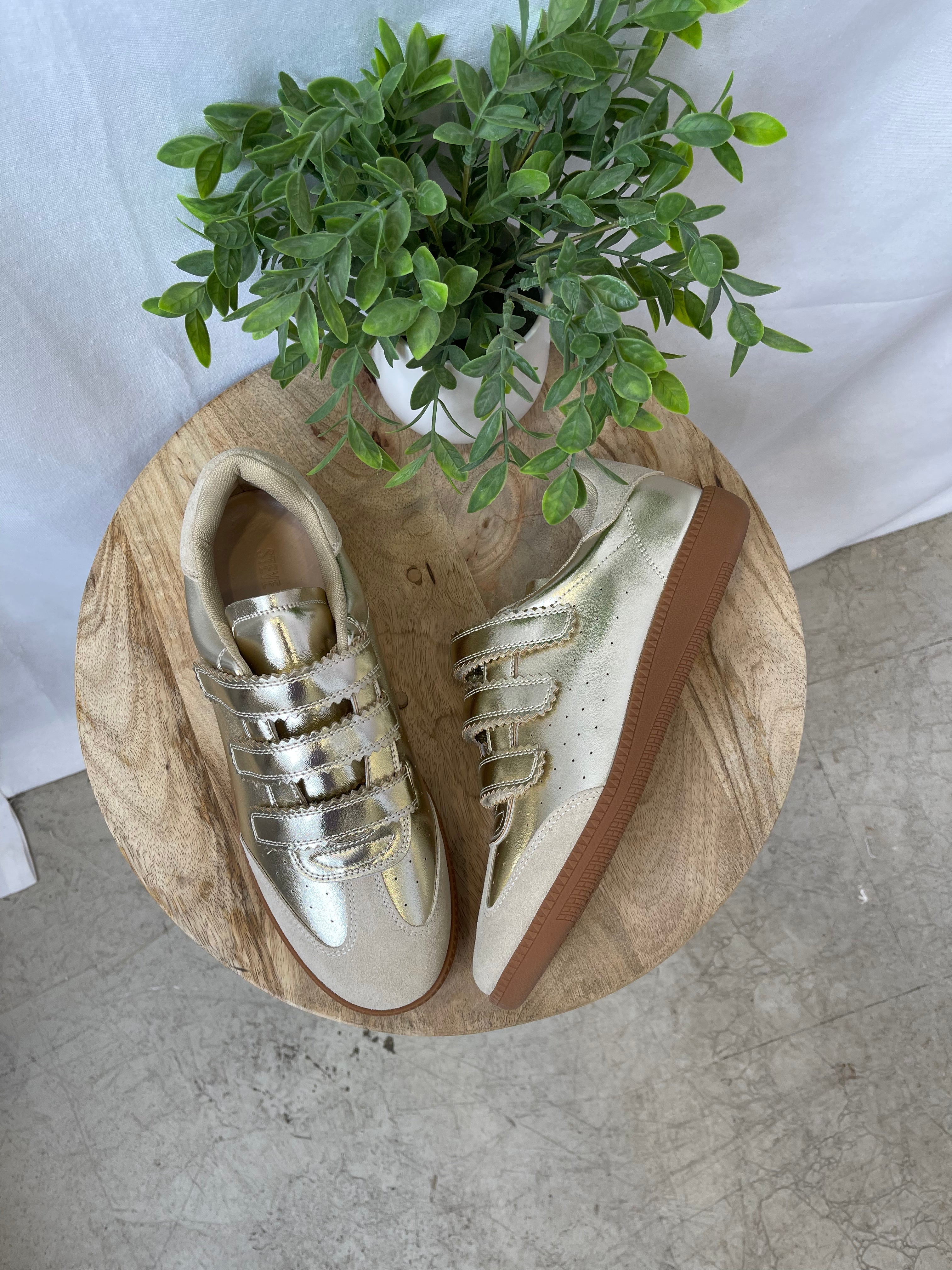 Steve Madden Momentum Gold Sneaker-Final Sale-Sneakers-steve madden-The Silo Boutique, Women's Fashion Boutique Located in Warren and Grand Forks North Dakota