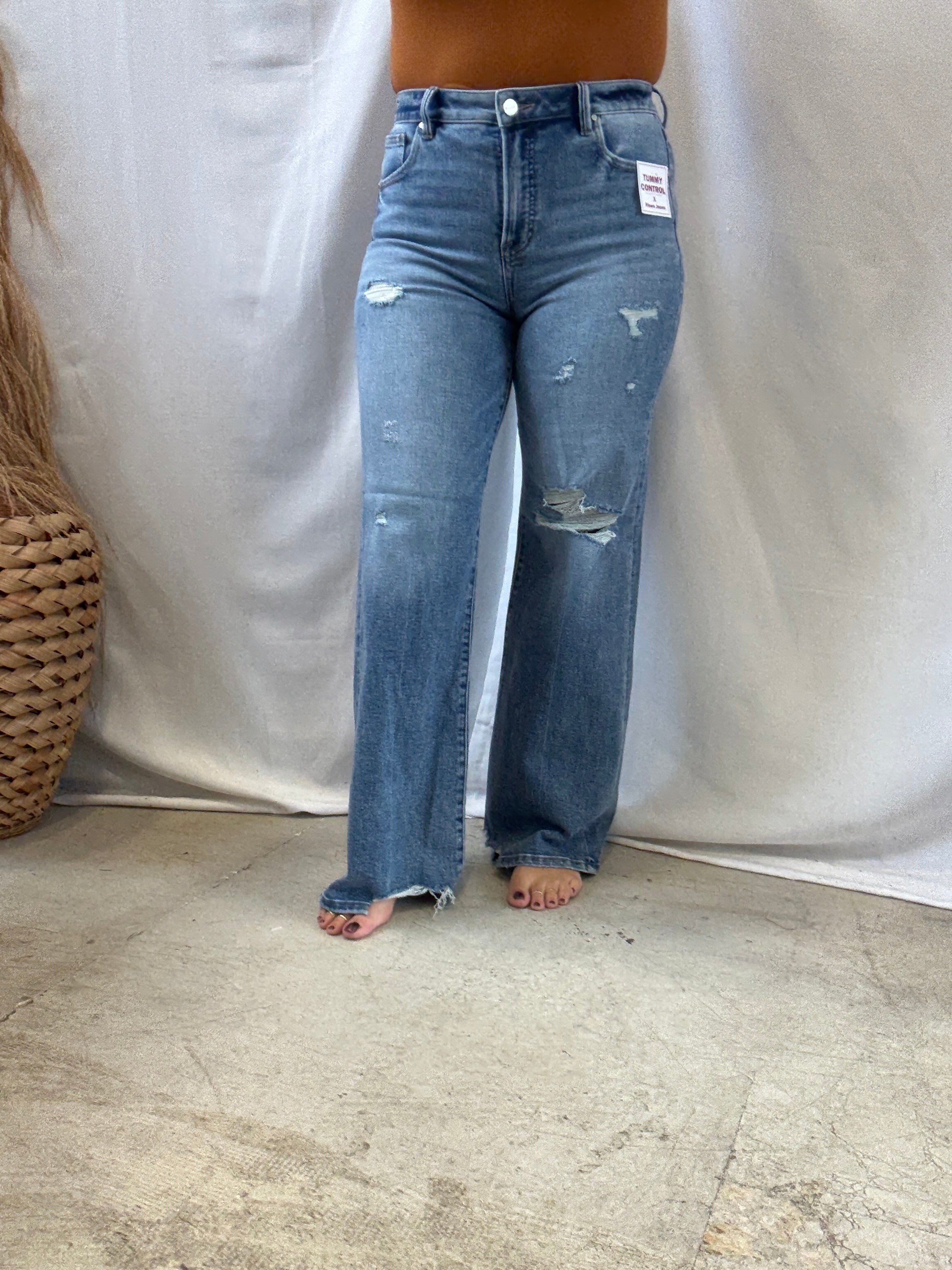 Risen Medium Wash Wide Leg Jeans-Jeans-risen-The Silo Boutique, Women's Fashion Boutique Located in Warren and Grand Forks North Dakota