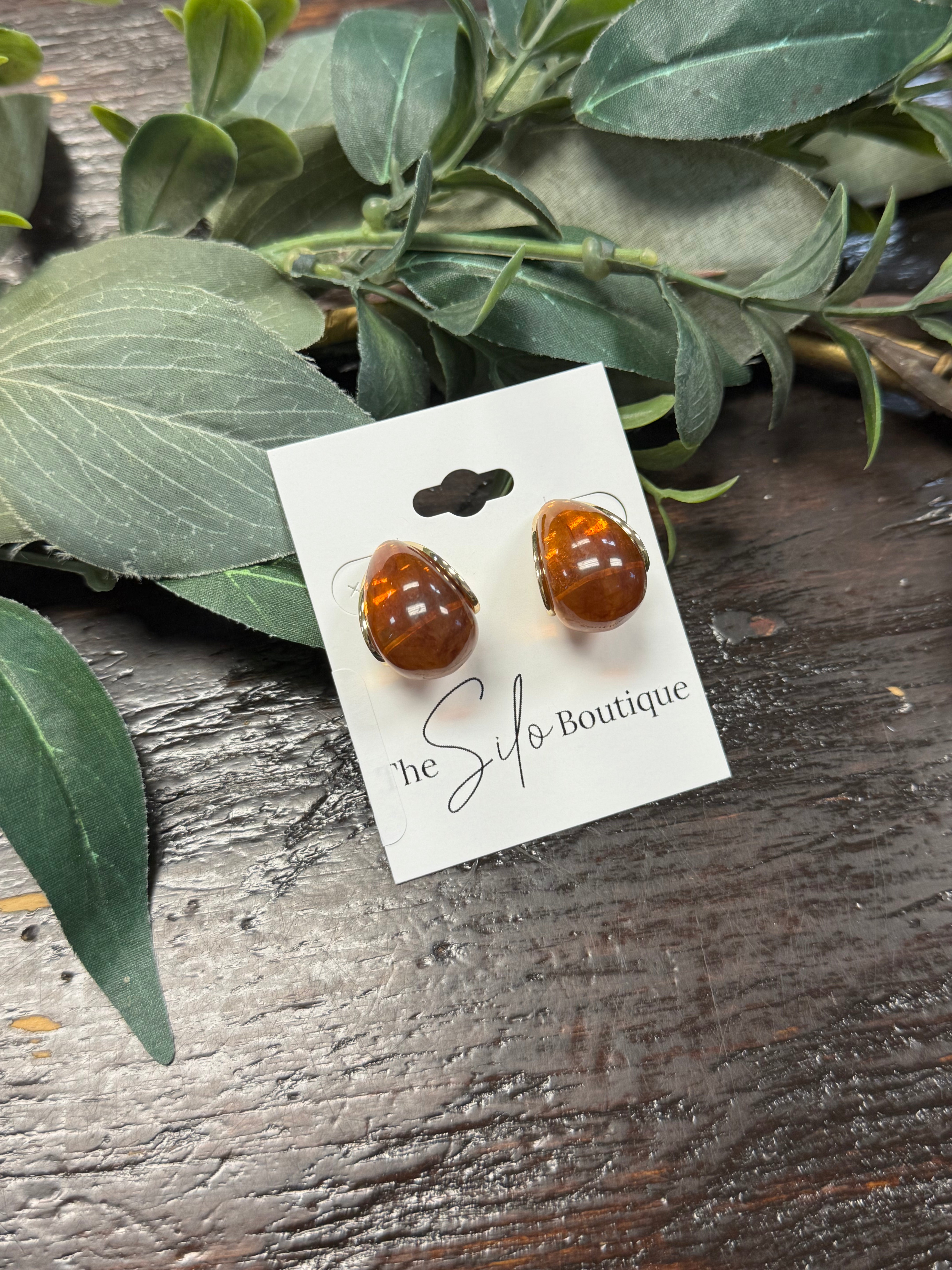 Resin Teardrop Earrings-Earrings-Fame-The Silo Boutique, Women's Fashion Boutique Located in Warren and Grand Forks North Dakota