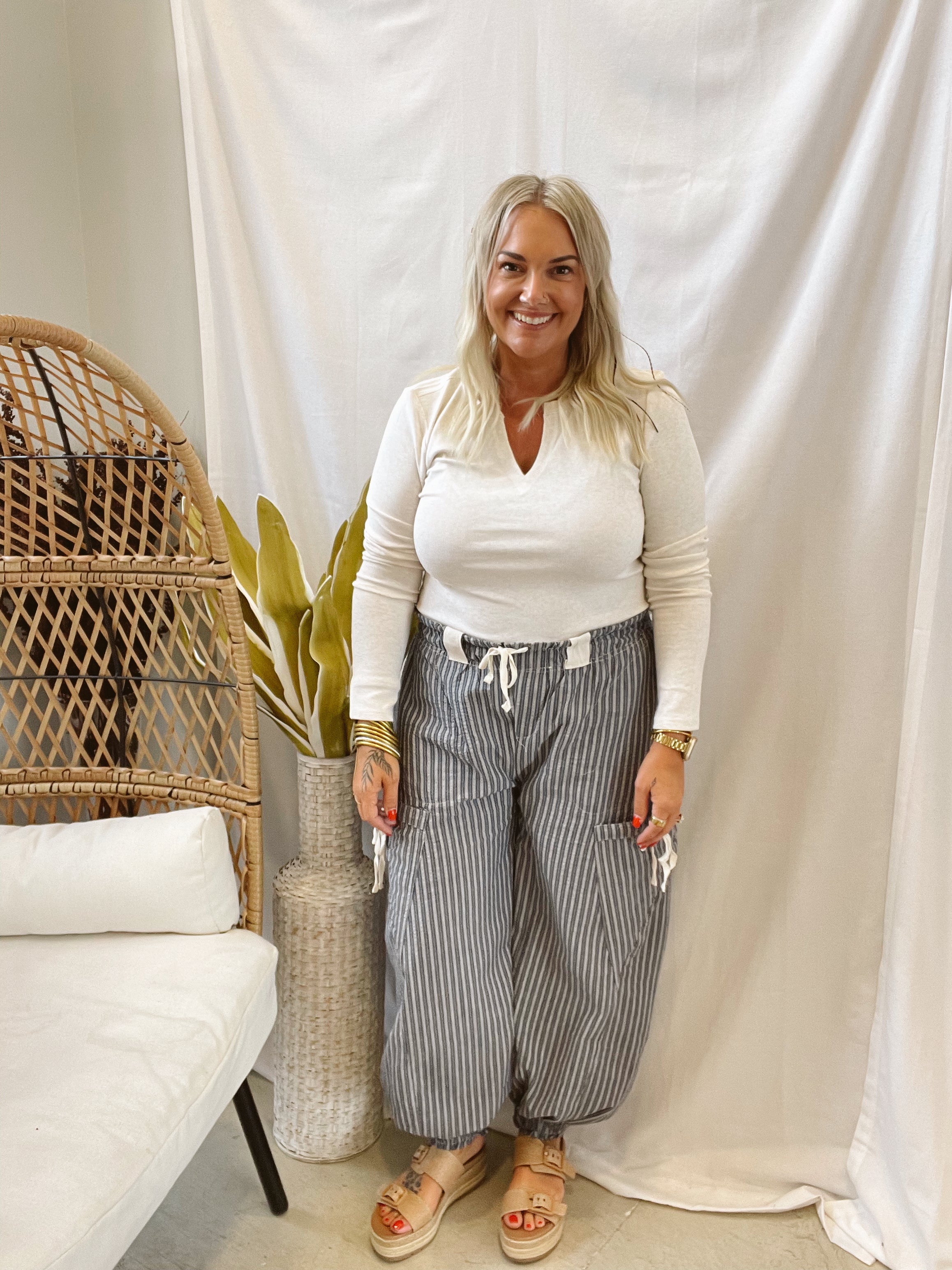 Striped Drawstring Jogger Pants-Final Sale-joggers-eesome-The Silo Boutique, Women's Fashion Boutique Located in Warren and Grand Forks North Dakota